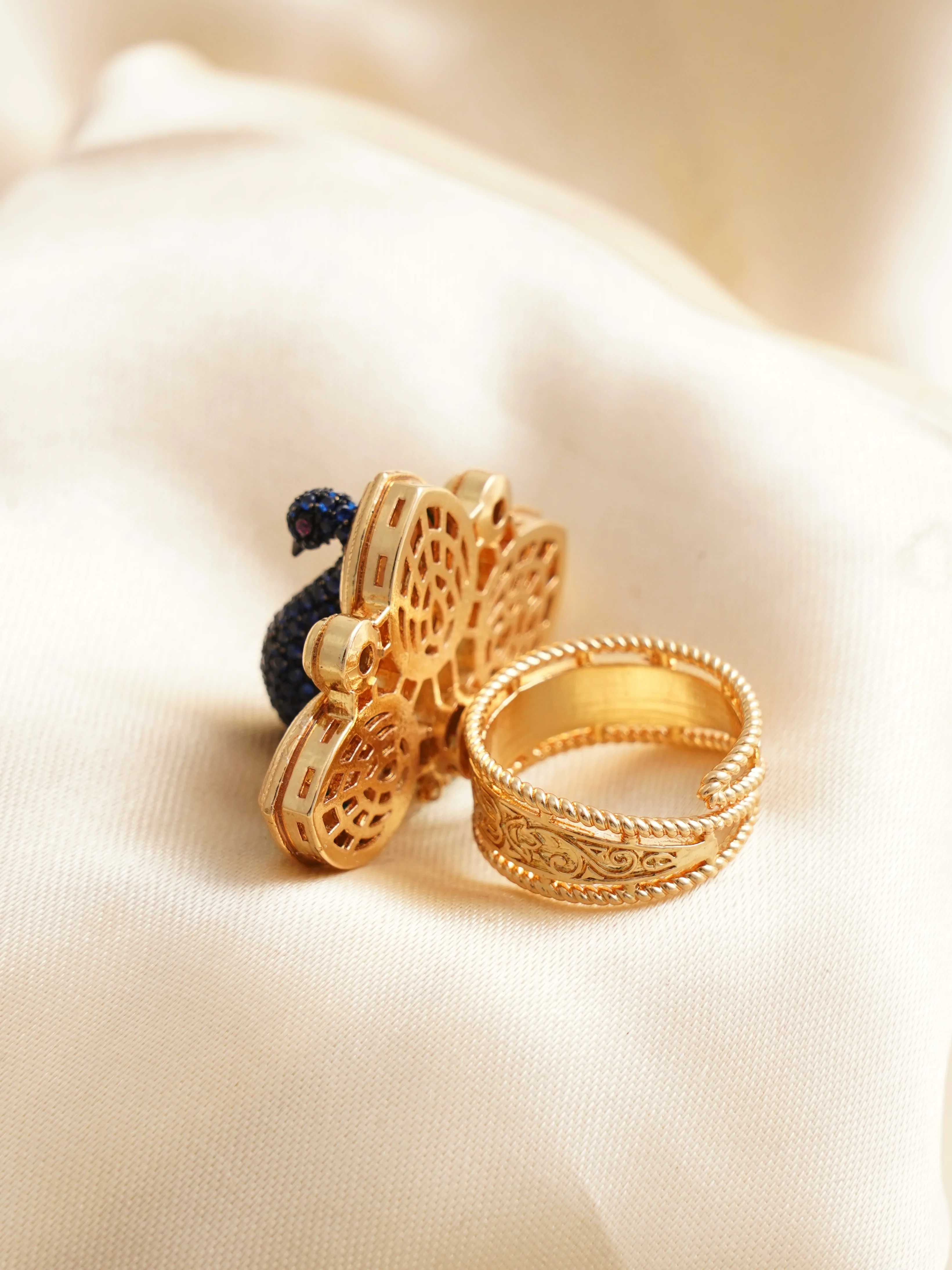 Designer Peacock Statement Ring - Image 3