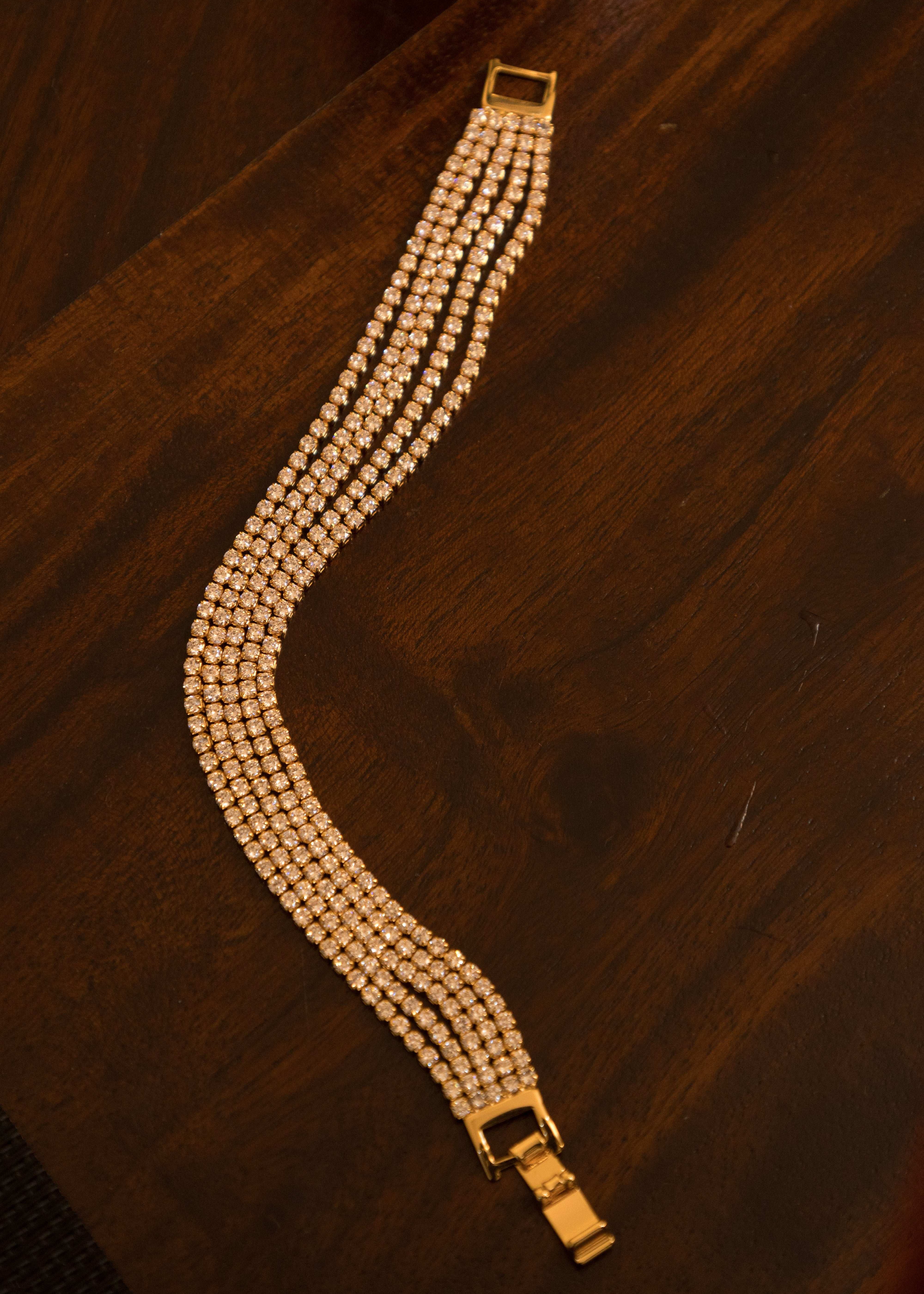 5 line Gold Polish Diamond Tennis Bracelet - Image 3