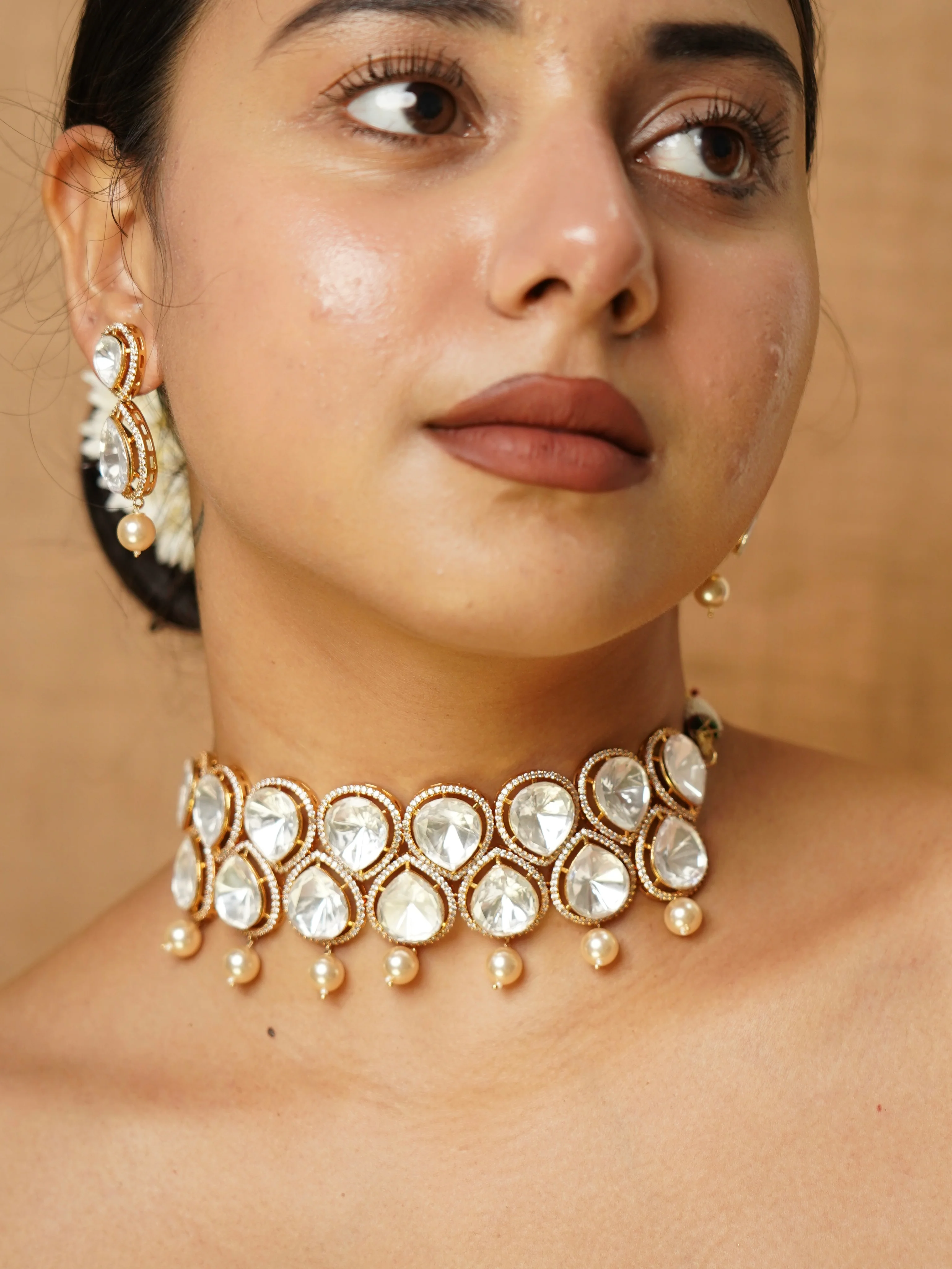 Aabroo Polki Pearl Choker Set - Image 2