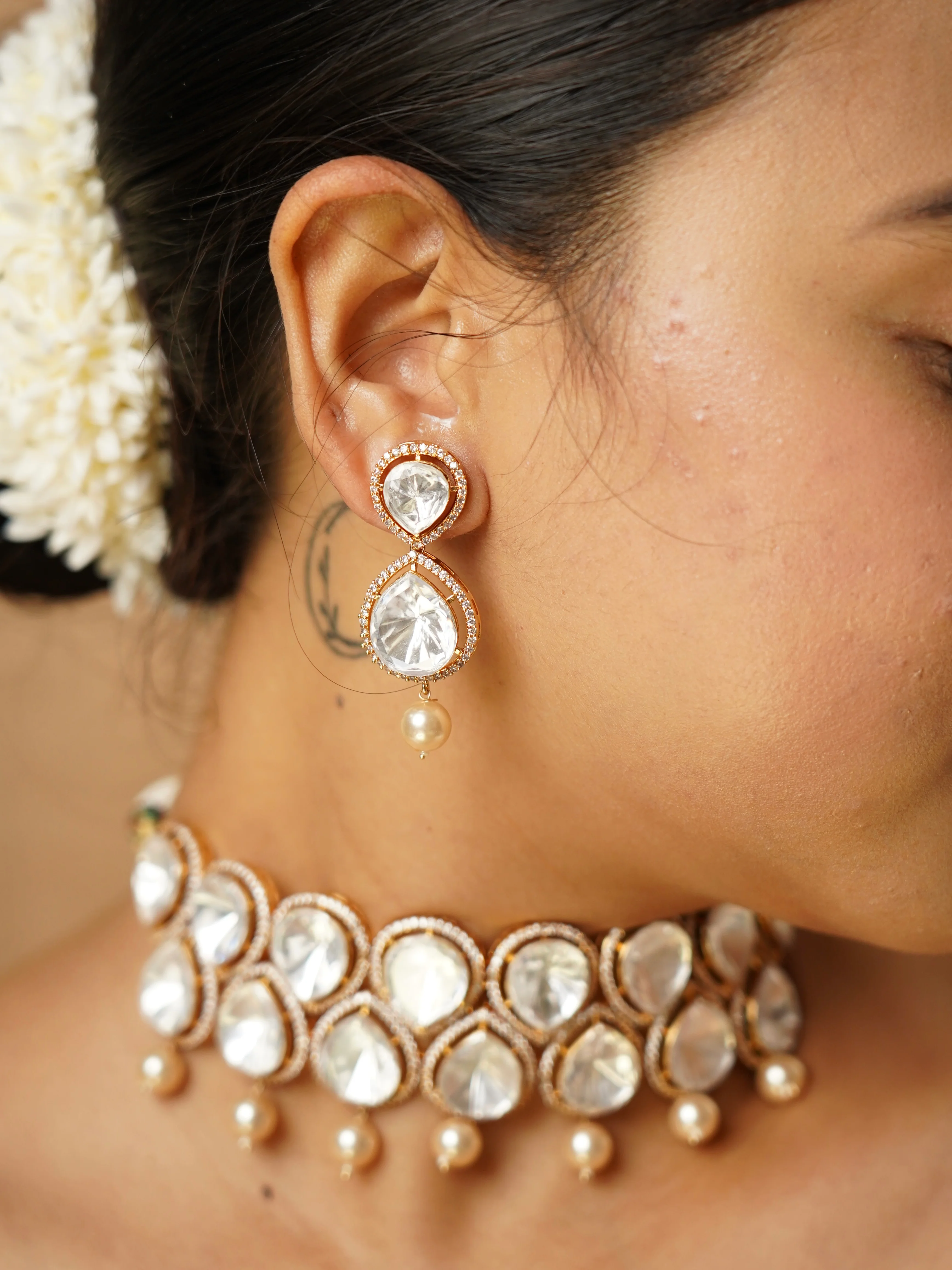 Aabroo Polki Pearl Choker Set - Image 3