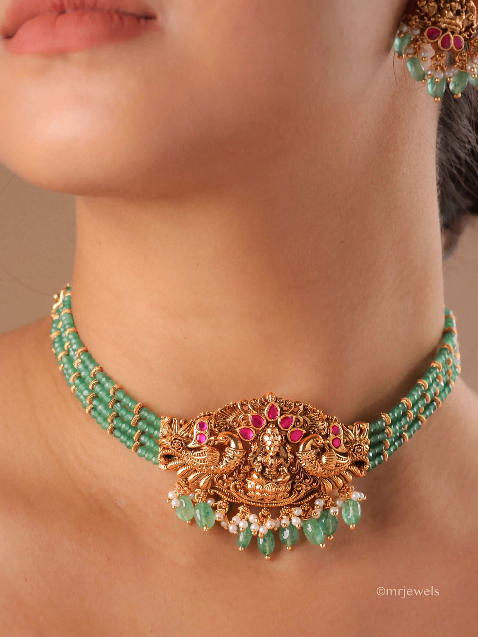 Aaradhya Lakshmi Beaded Choker - Image 3