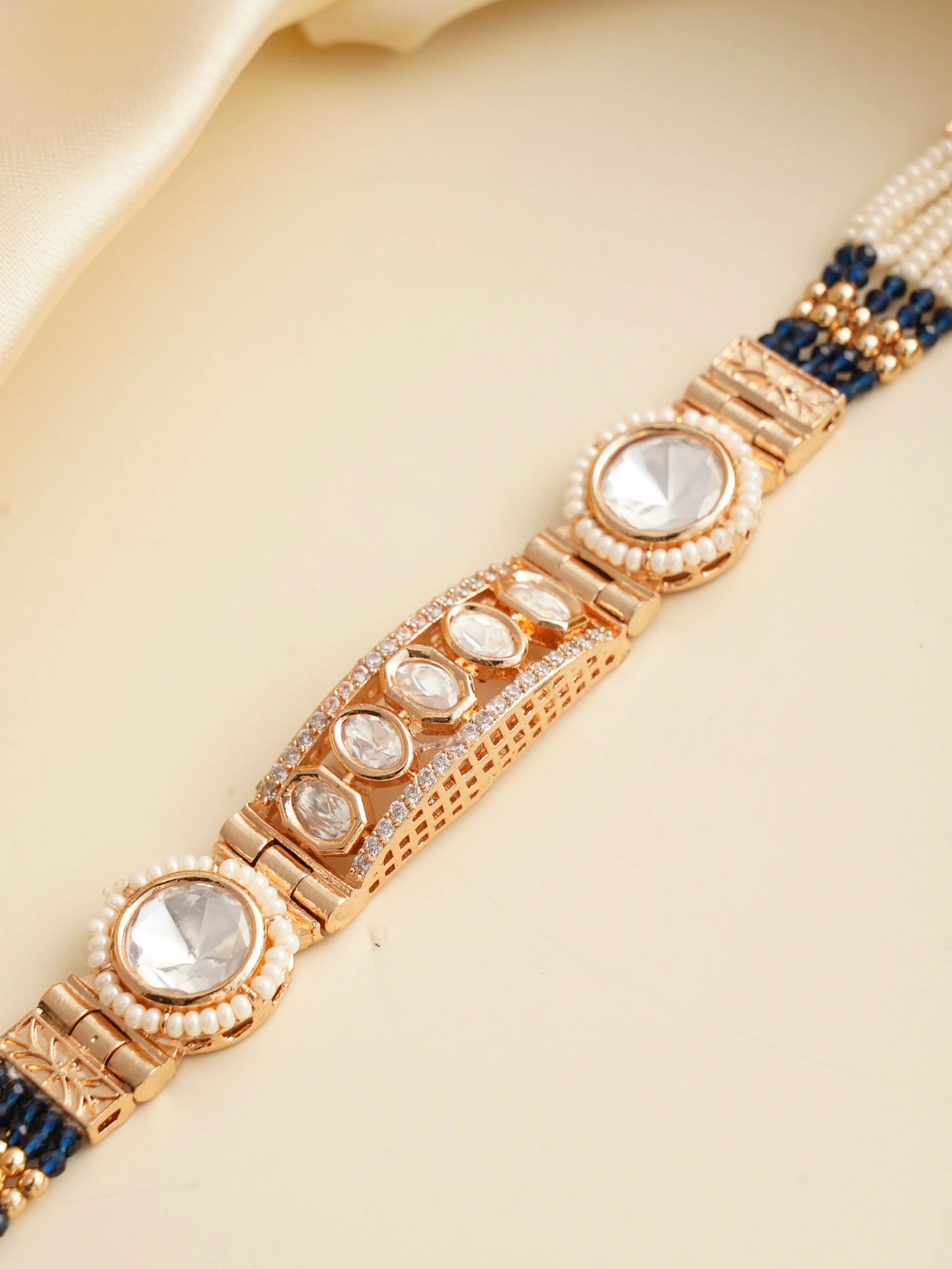 Aaravi Kundan Pearl Bracelet - Image 6