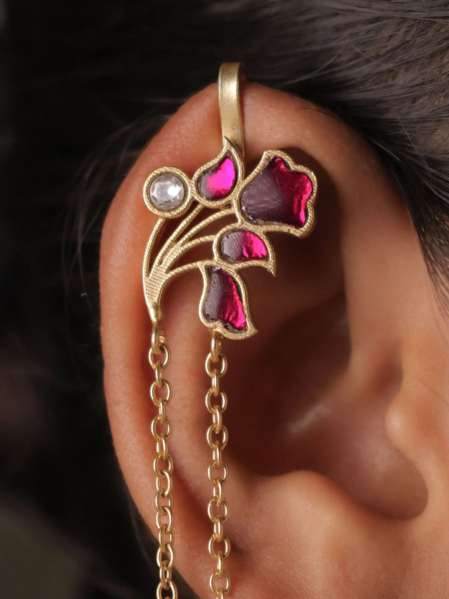 Aarika Floral Kundan EarCuff - Image 4
