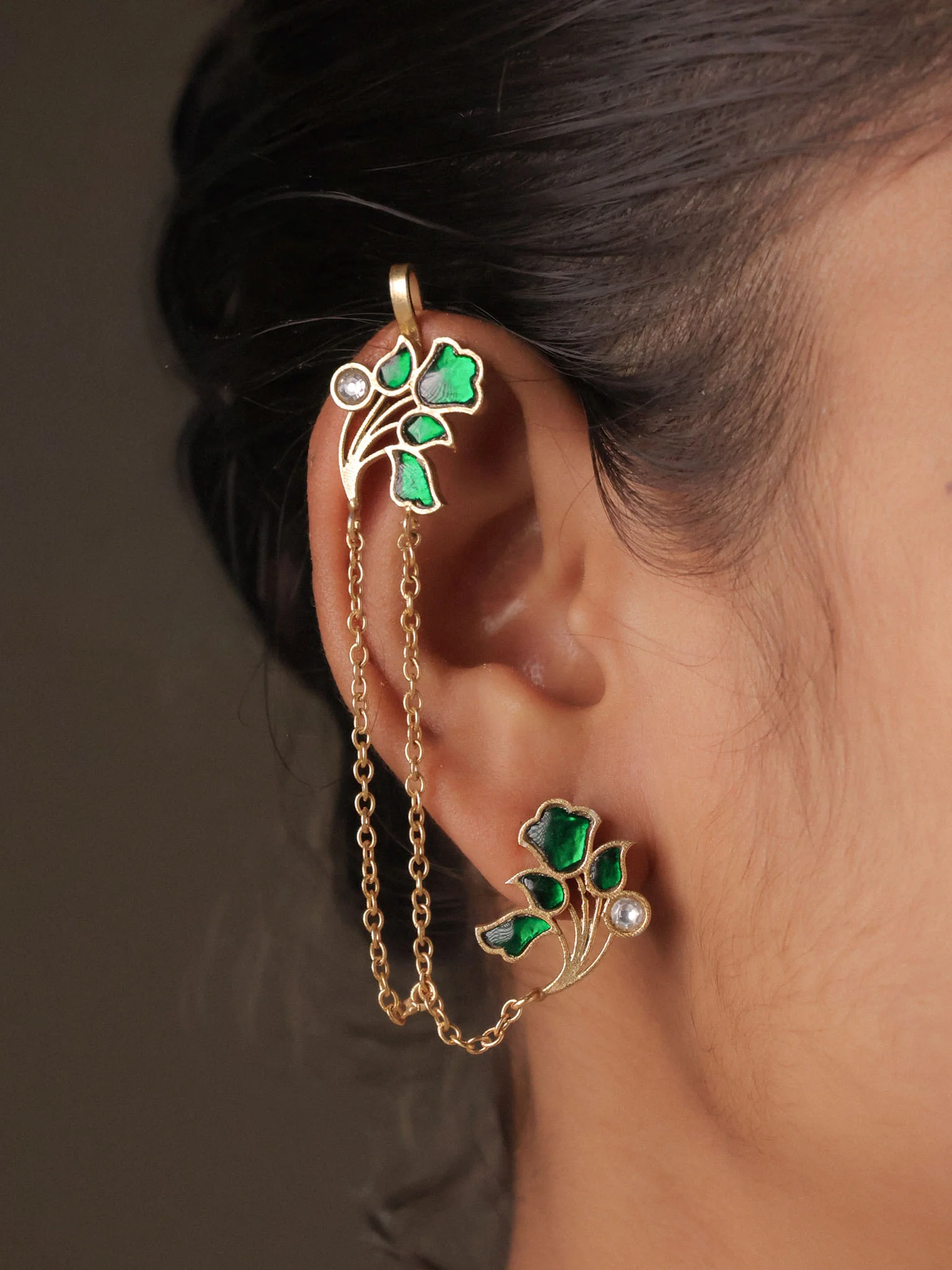 Aarika Floral Kundan EarCuff - Image 5