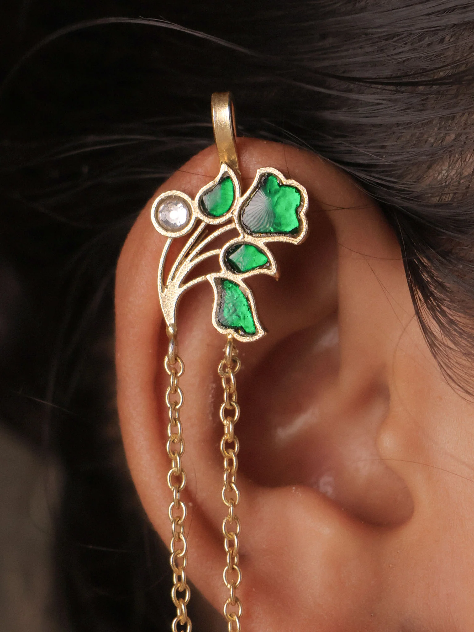 Aarika Floral Kundan EarCuff - Image 6