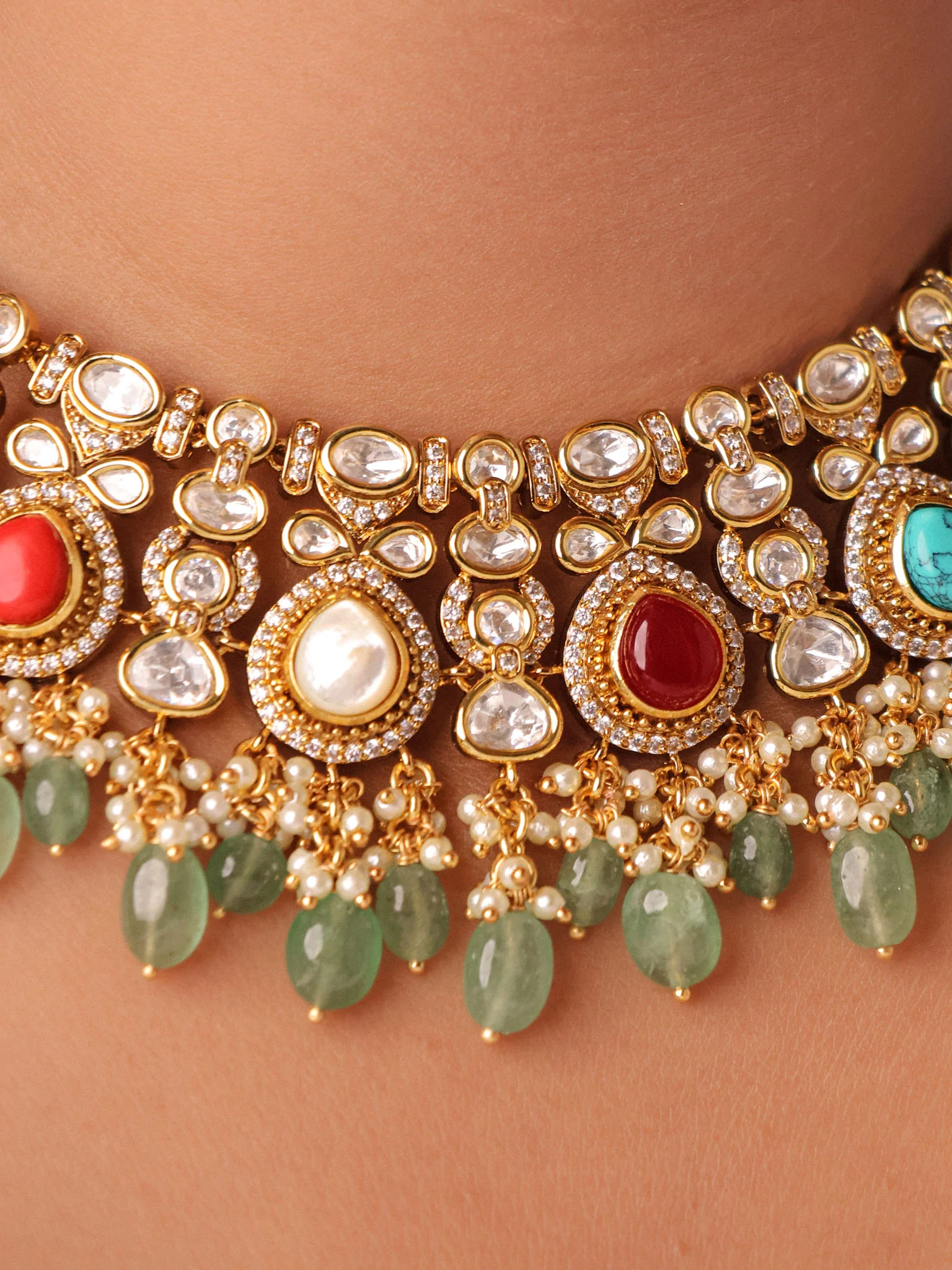 Aarohi Heirloom Kundan Pearl Choker Set - Image 2