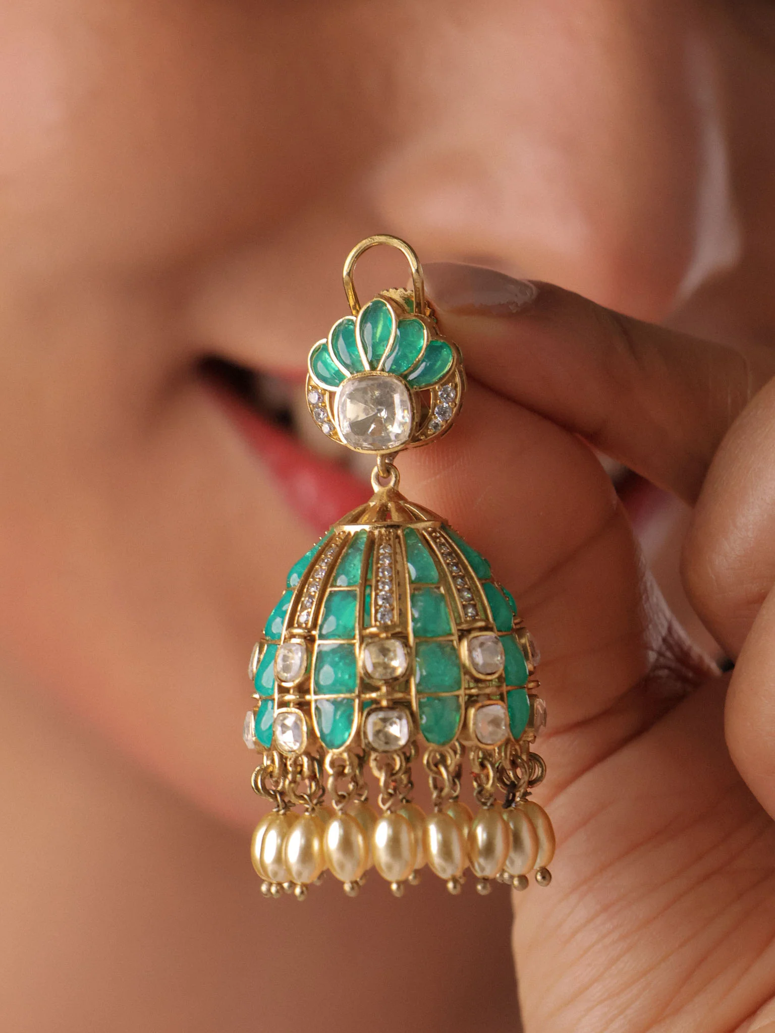 Aarohi Kundan Jhumka Earrings - Image 2