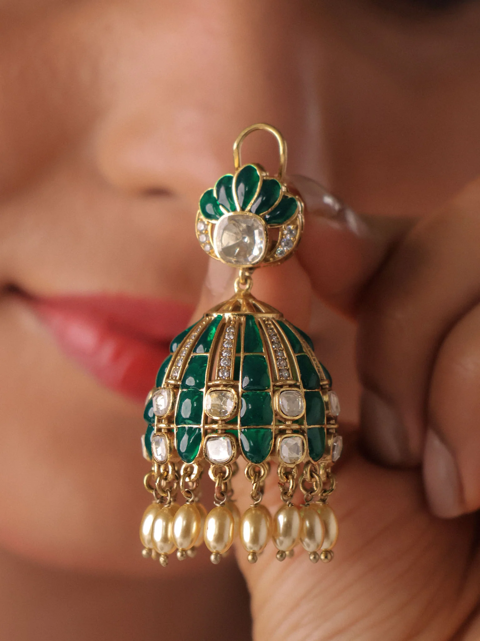 Aarohi Kundan Jhumka Earrings - Image 3