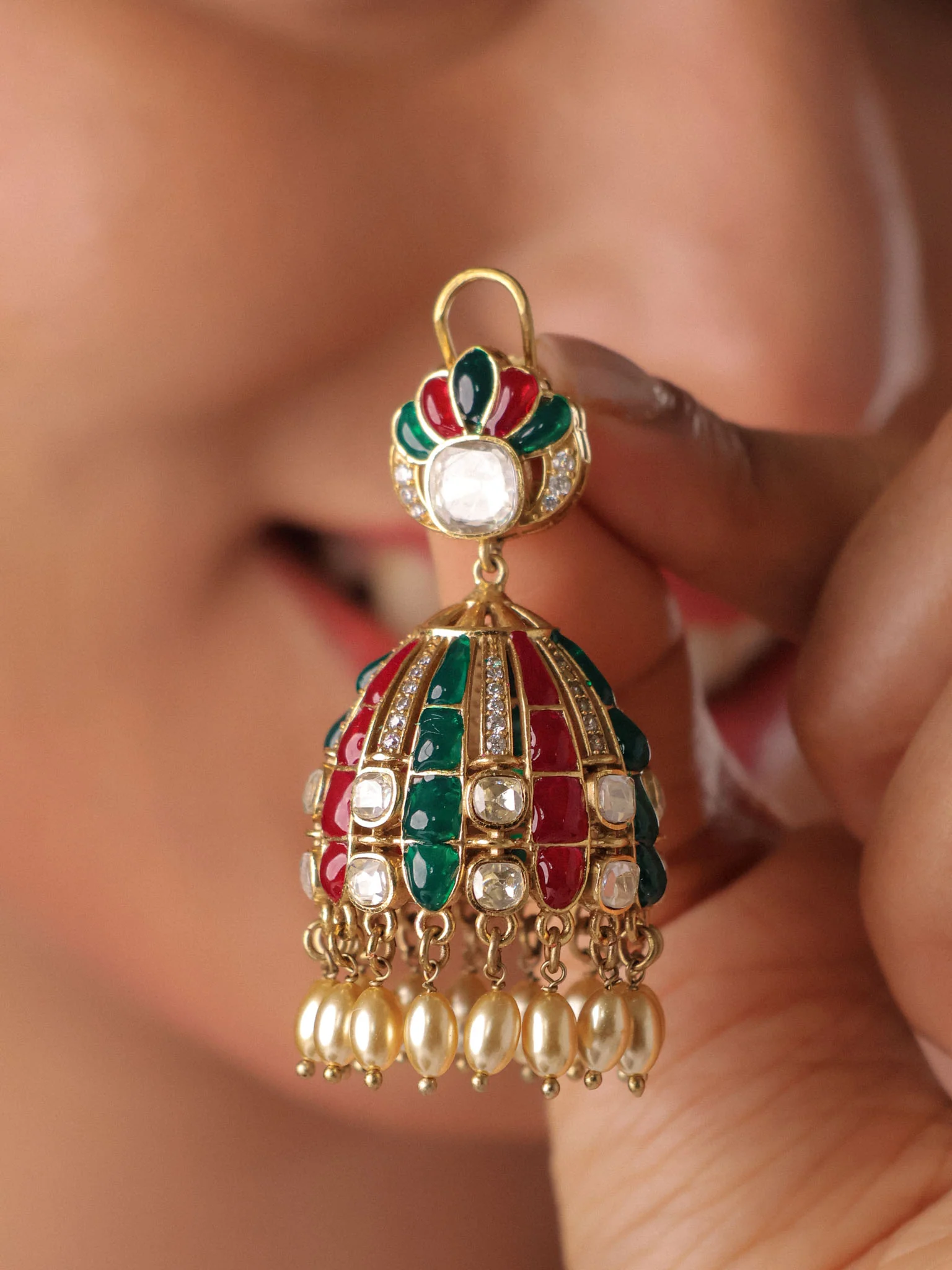 Aarohi Kundan Jhumka Earrings - Image 4