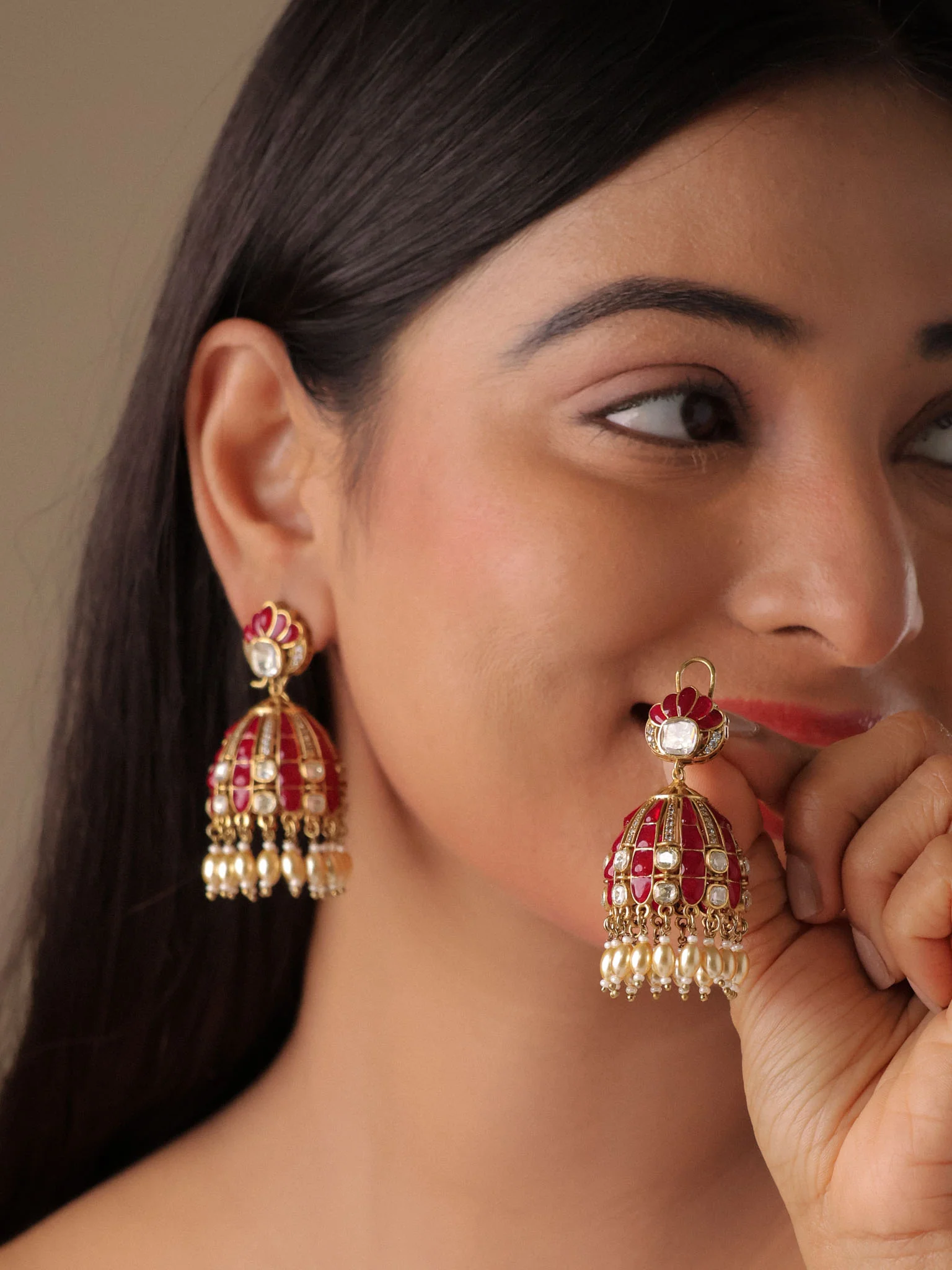 Aarohi Kundan Jhumka Earrings - Image 5
