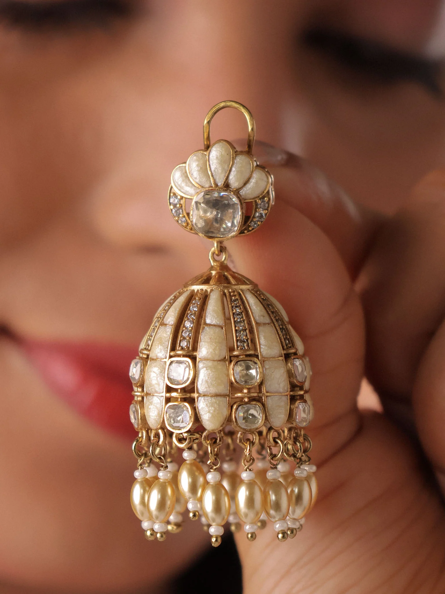 Aarohi Kundan Jhumka Earrings - Image 6