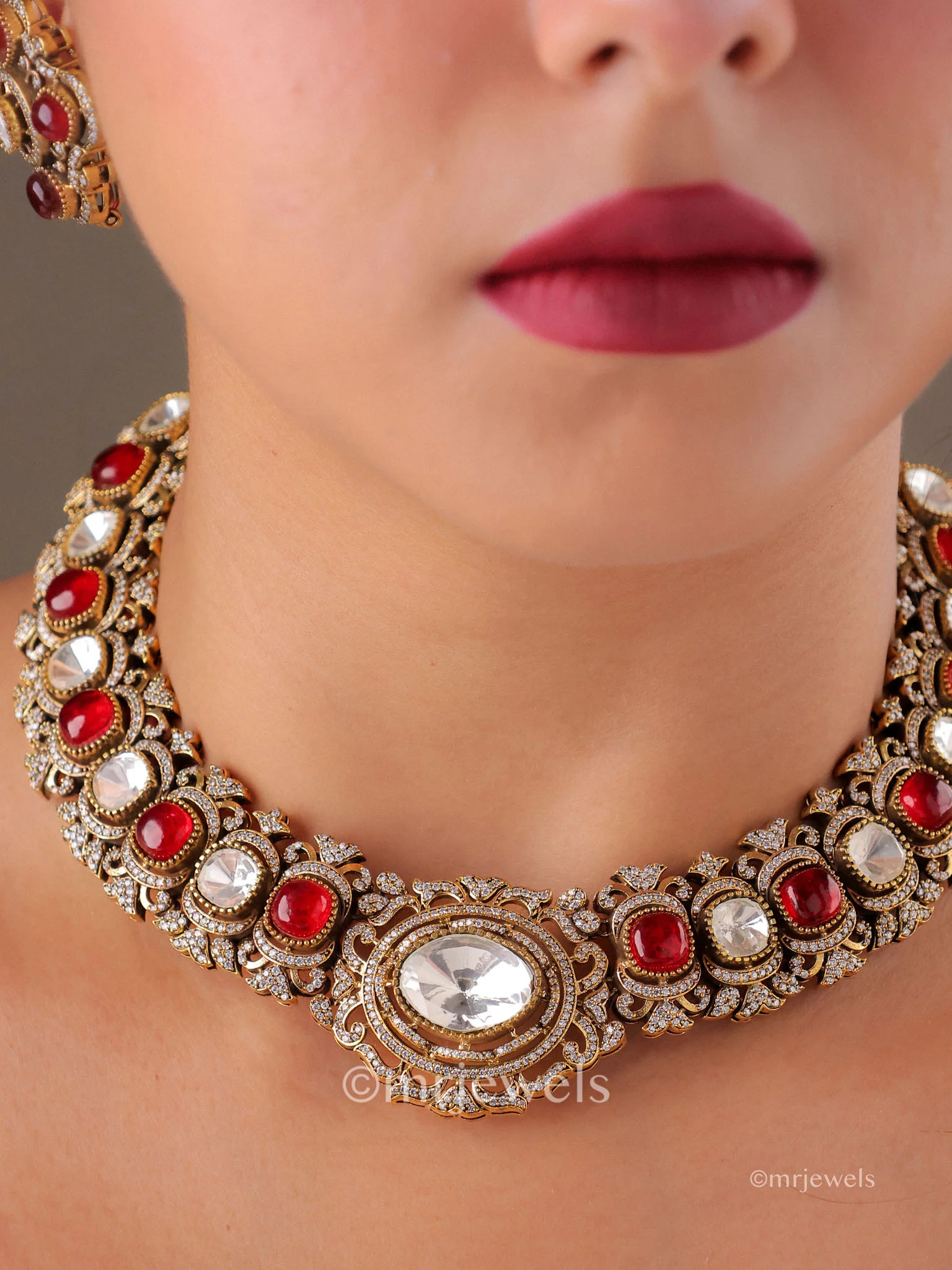 Aarvisha Antique Kundan Choker Set - Image 2