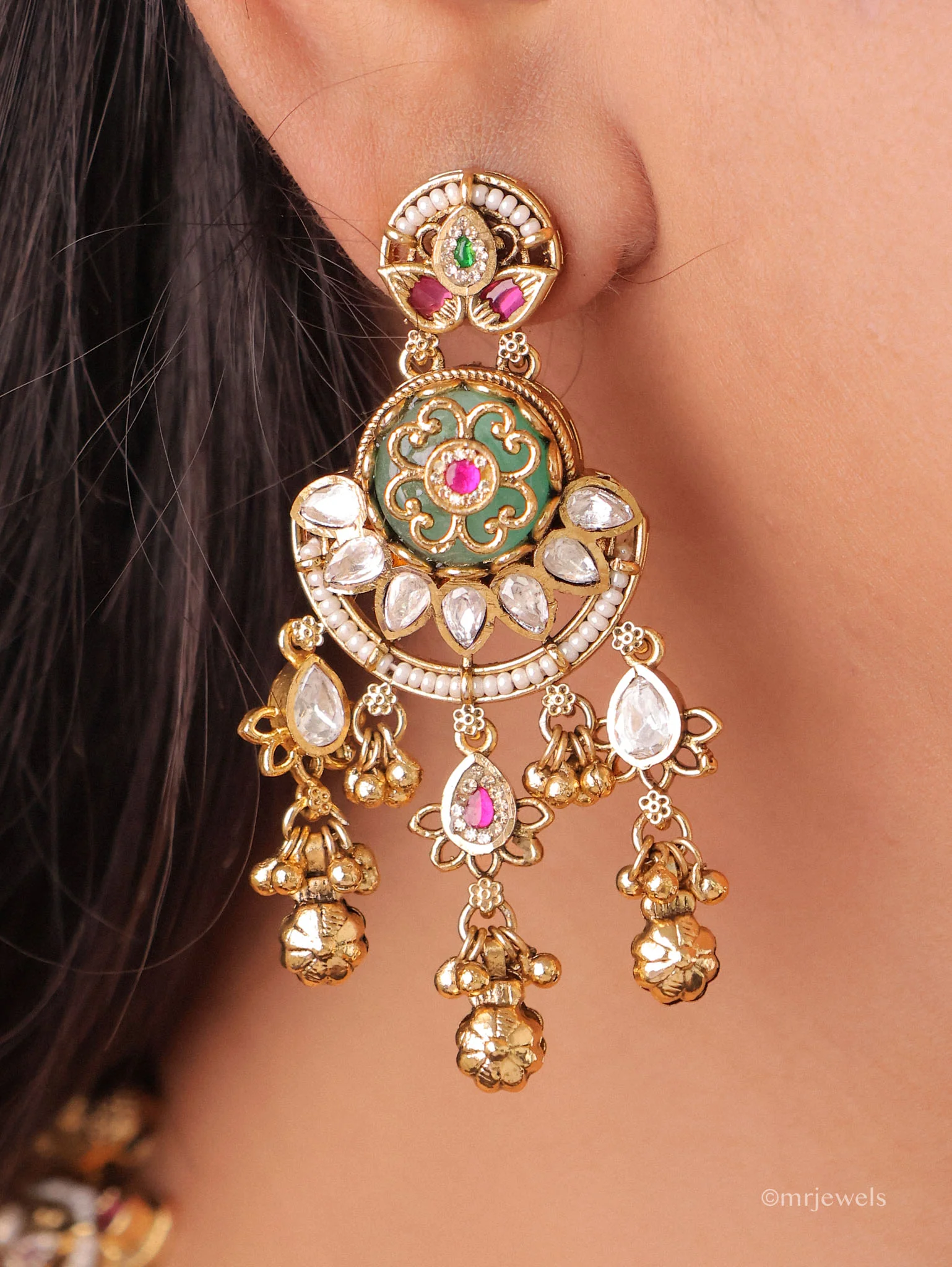 Aarvisha Heritage Kundan Gemstone Necklace Set - Image 3