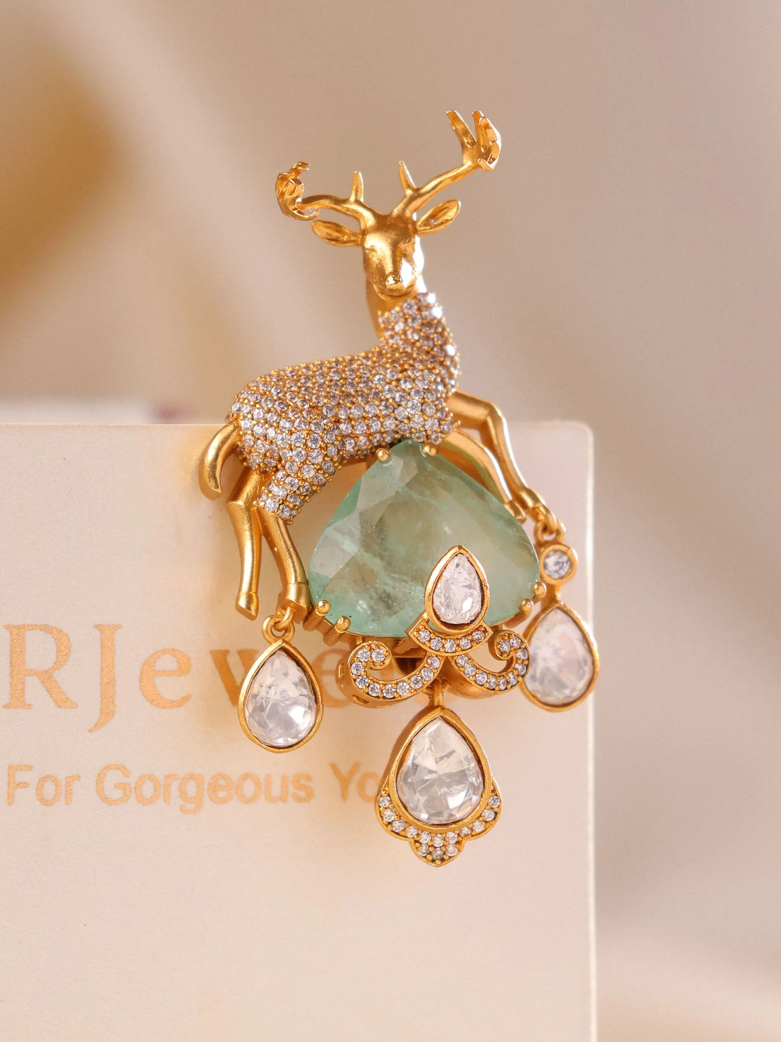 Advika Rhinestone Deer Brooch - Image 2