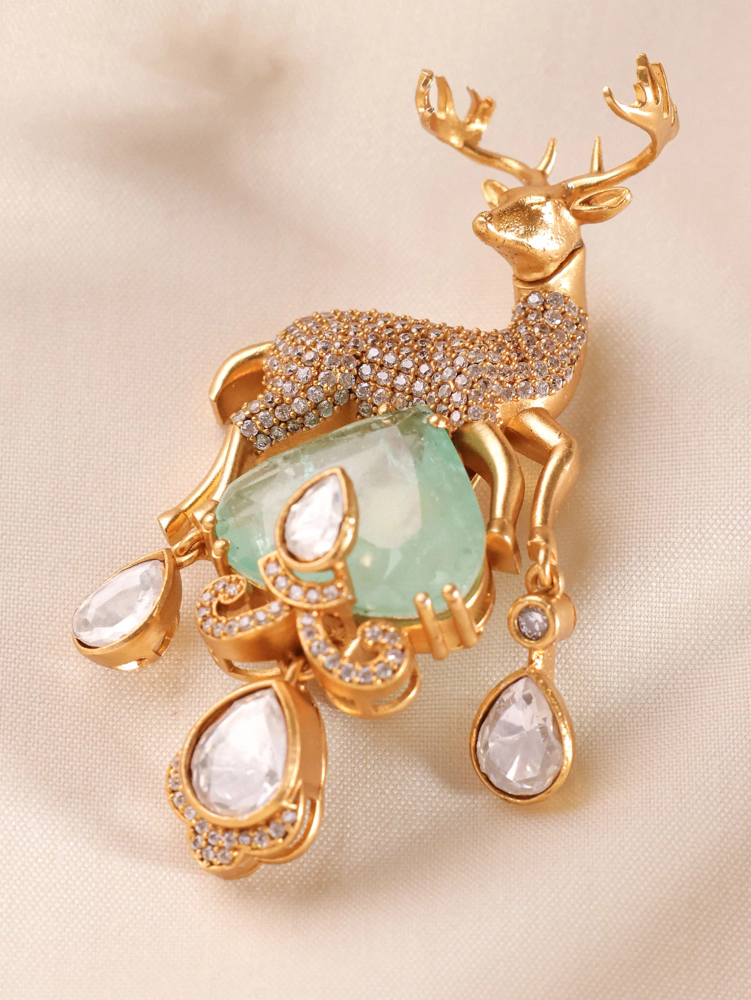 Advika Rhinestone Deer Brooch - Image 3