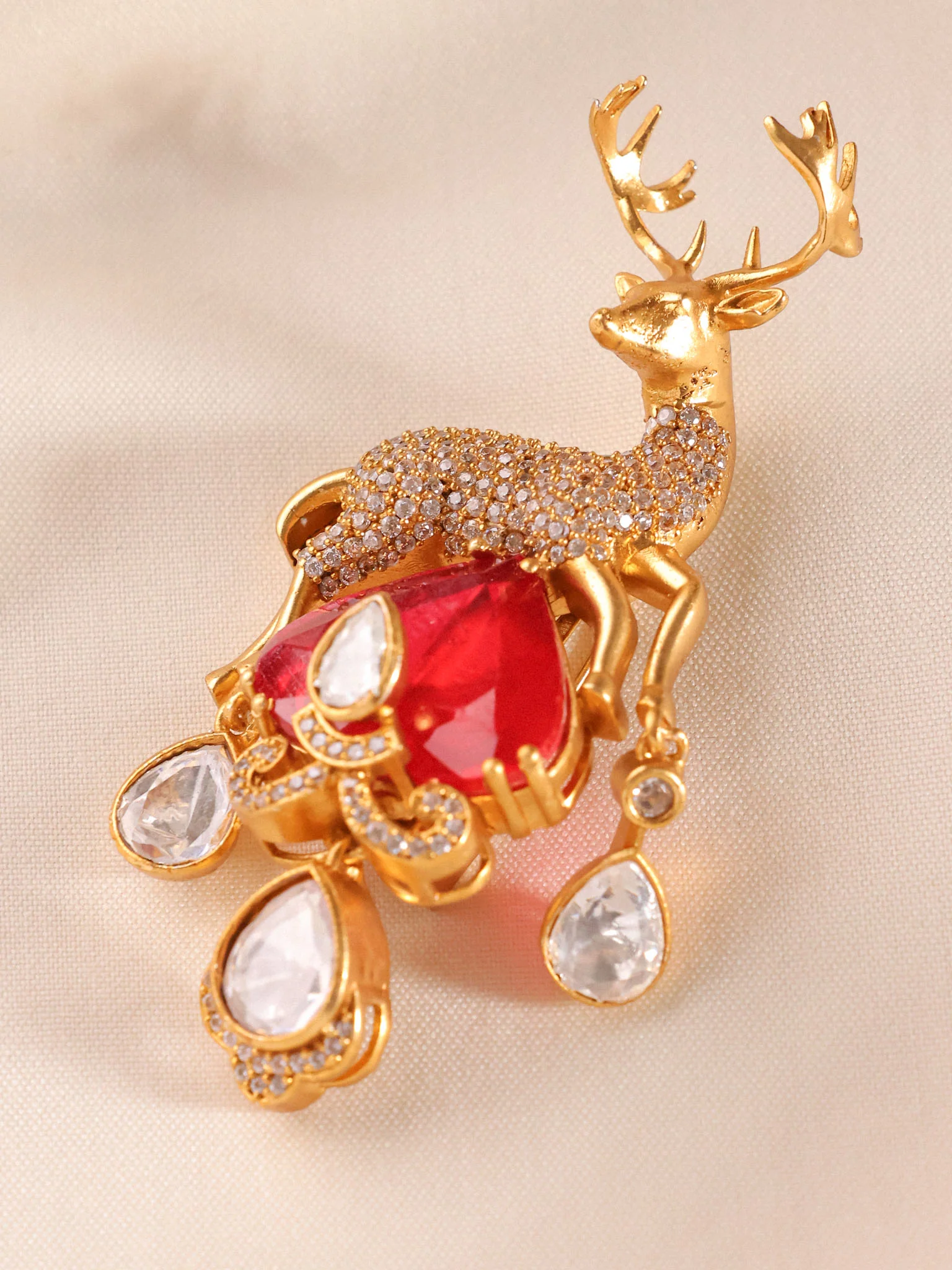 Advika Rhinestone Deer Brooch - Image 6