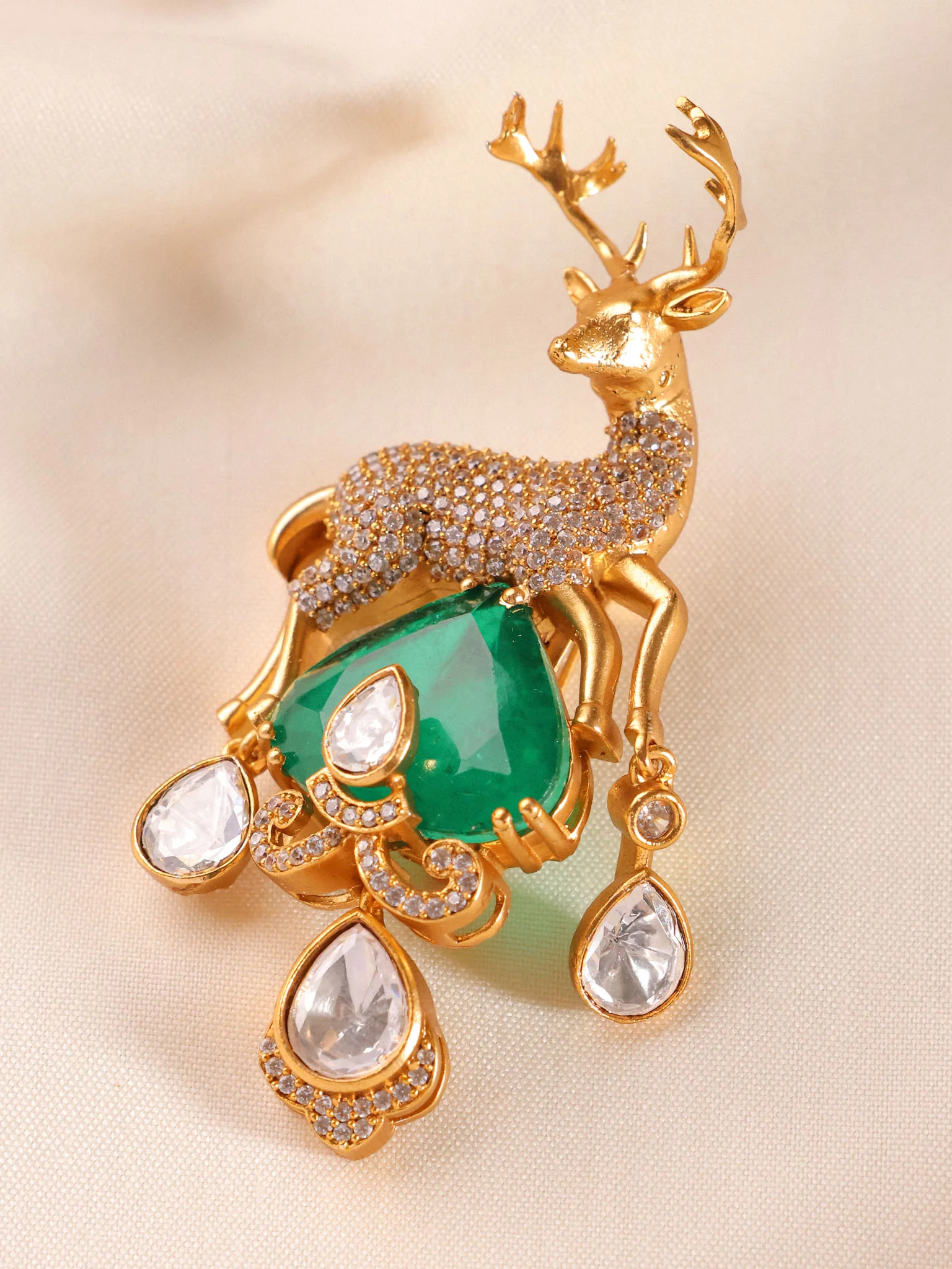 Advika Rhinestone Deer Brooch - Image 8