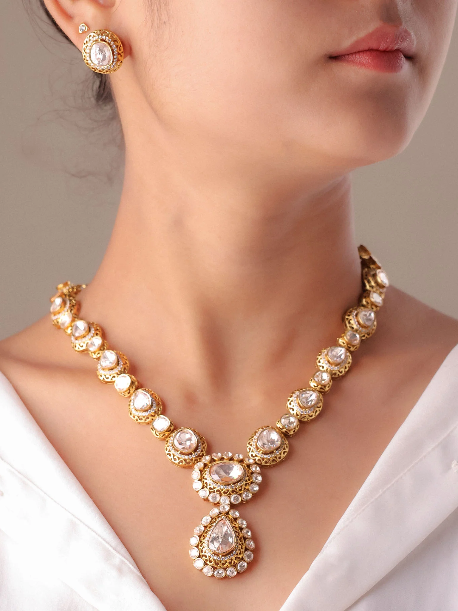 Afsana Polki Pendant Necklace Set