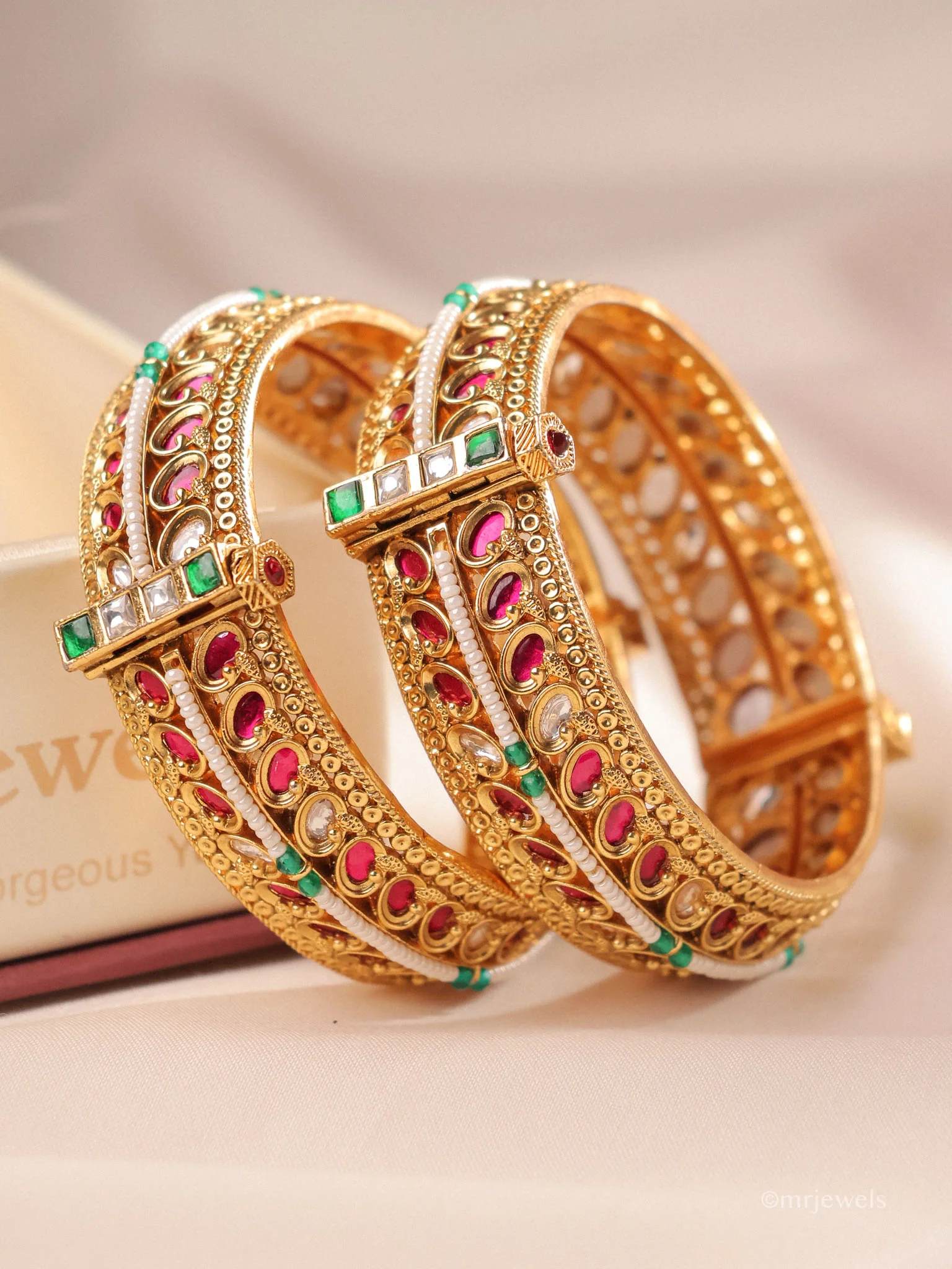 Ahalya Royal Kundan Pearl Bangles Pair of 2