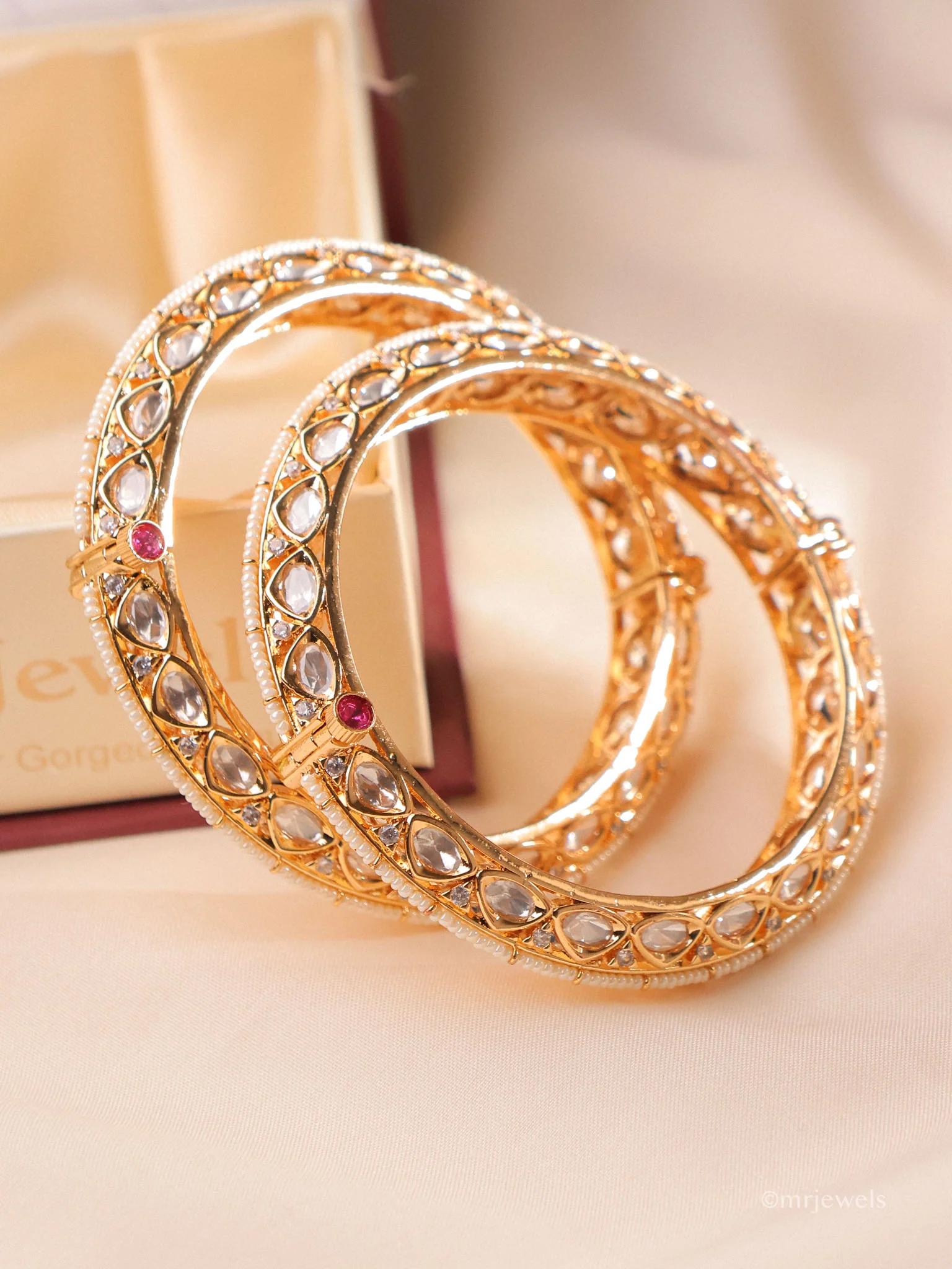 Alankara Kundan Pearl Bangles - Image 2