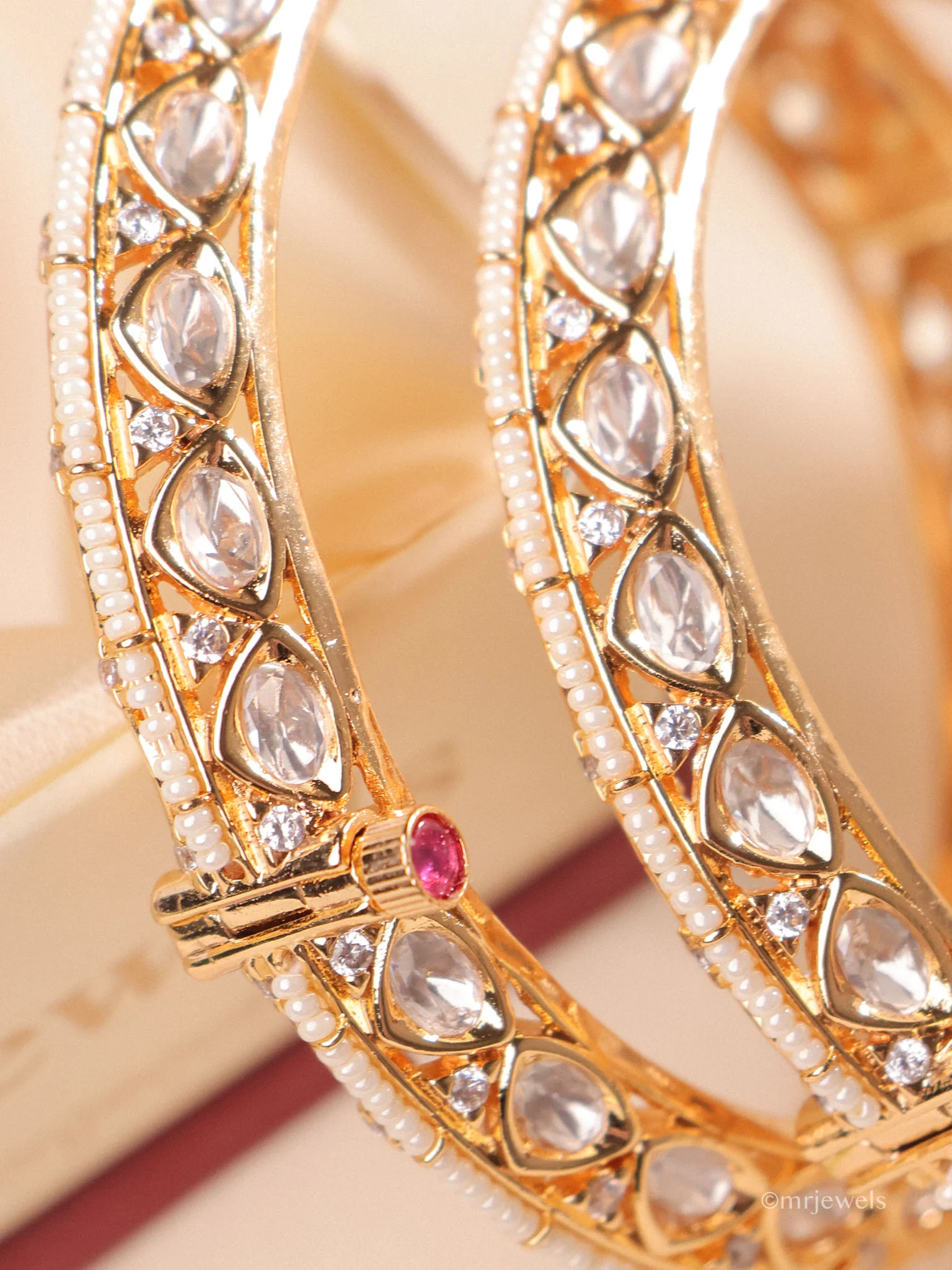 Alankara Kundan Pearl Bangles - Image 3