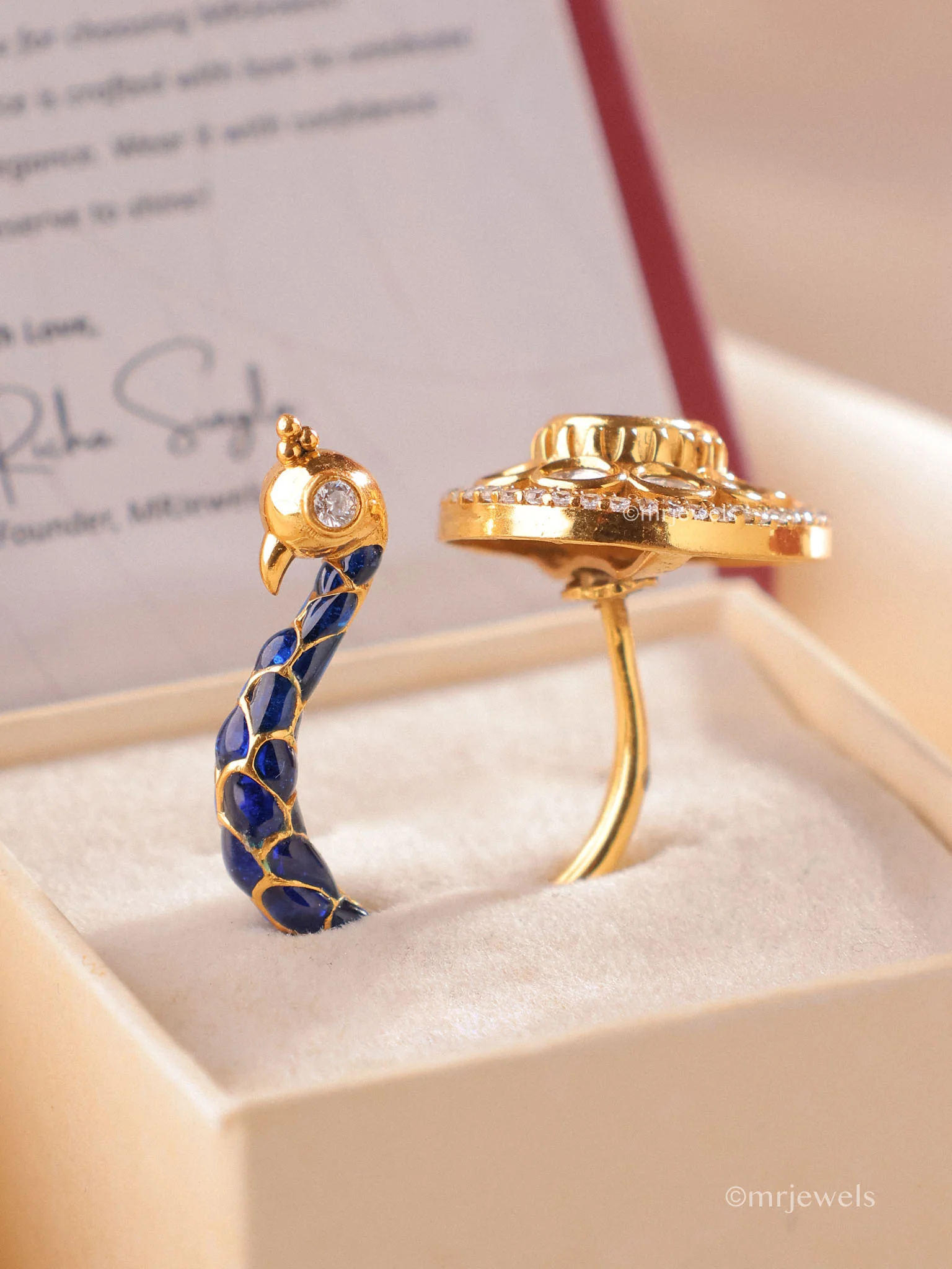 Alankara Peacock Polki Ring - Image 2