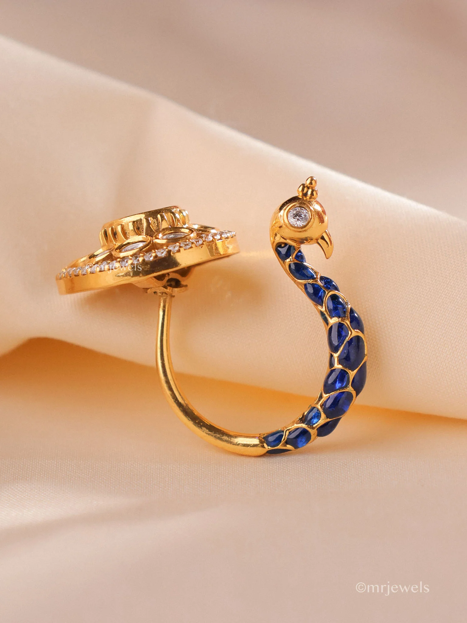 Alankara Peacock Polki Ring - Image 5