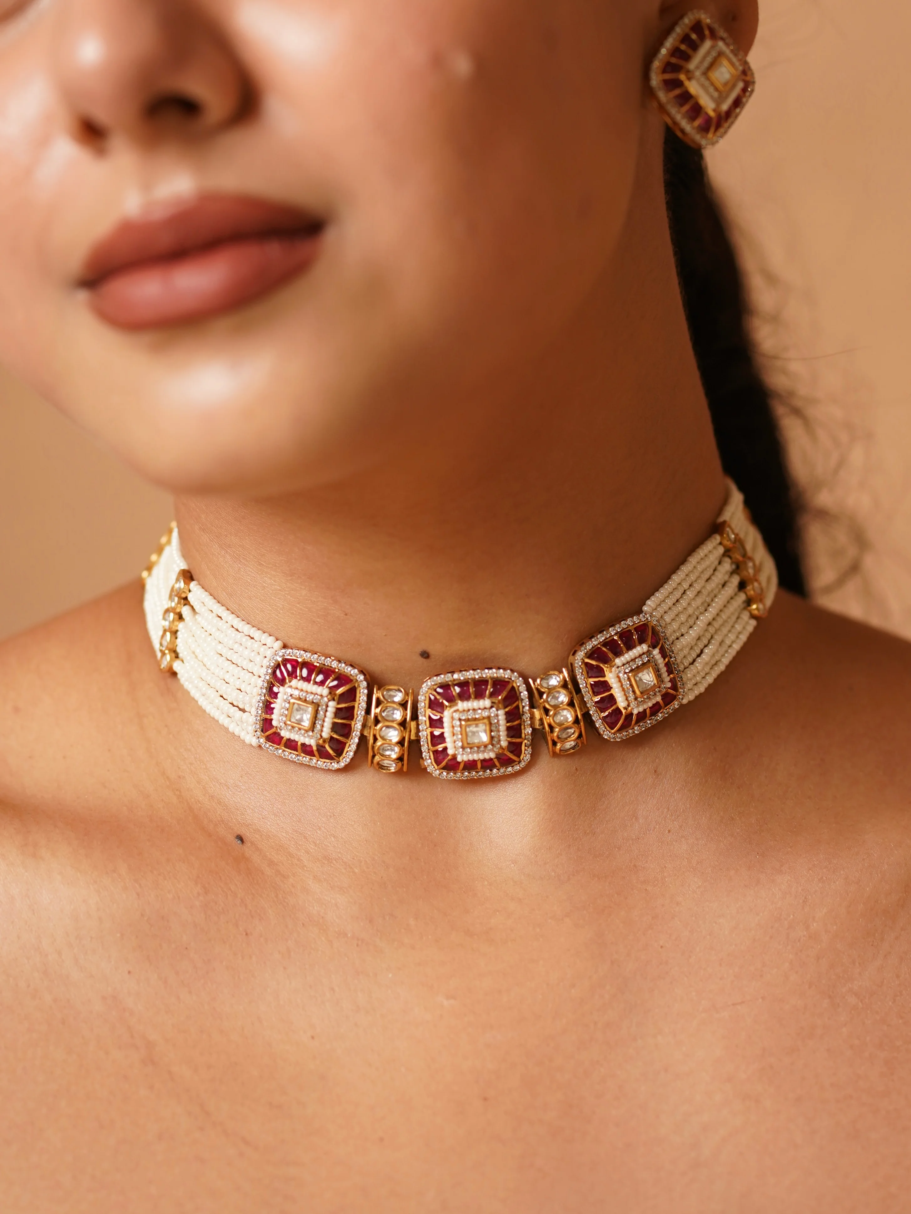 Alia Polki Pearl Choker Set - Image 3