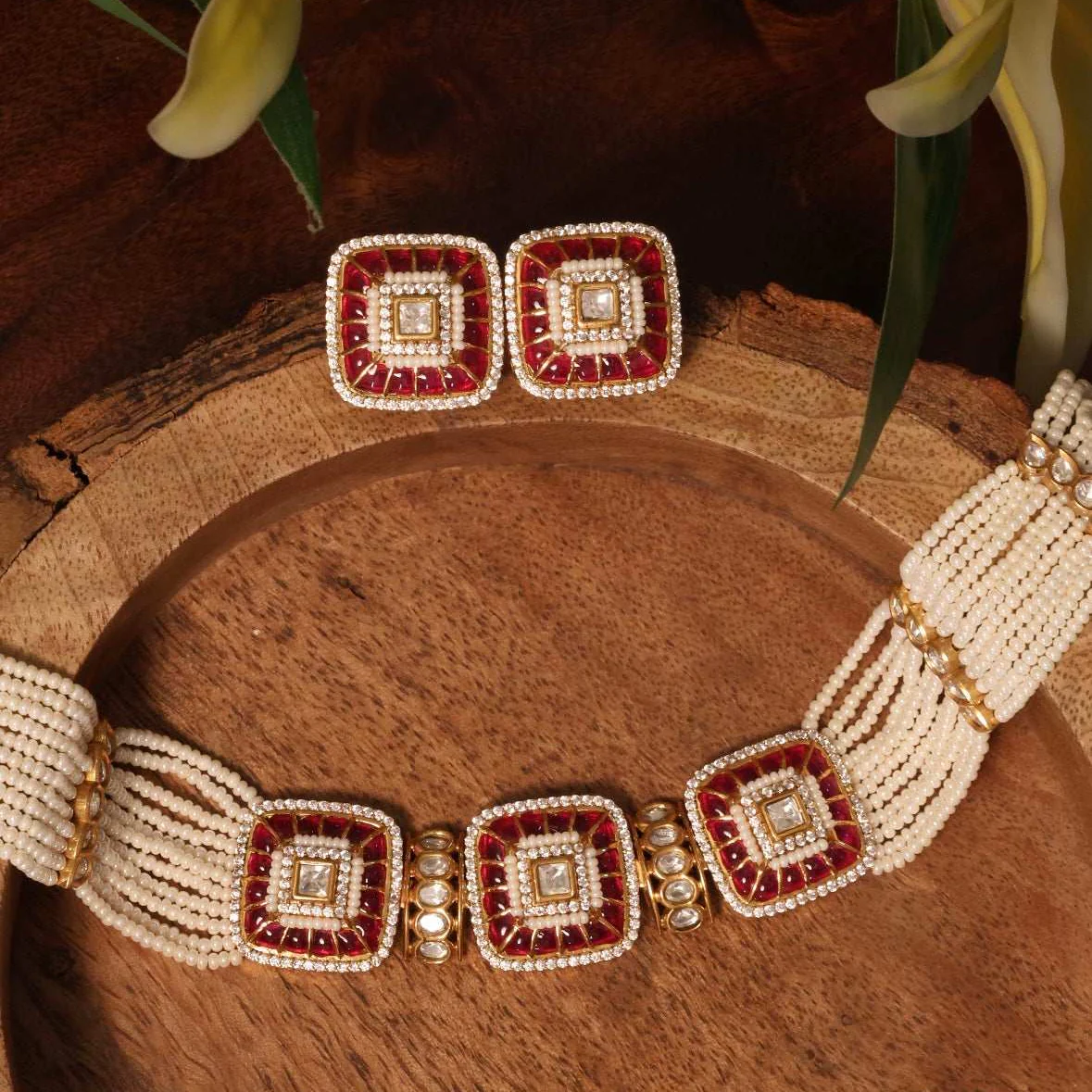 Alia Polki Pearl Choker Set - Image 5