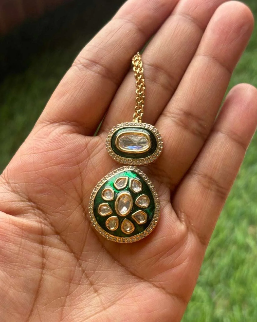 Aliya Meenakari Polki Set with matching Earrings and Maangtika - Image 4