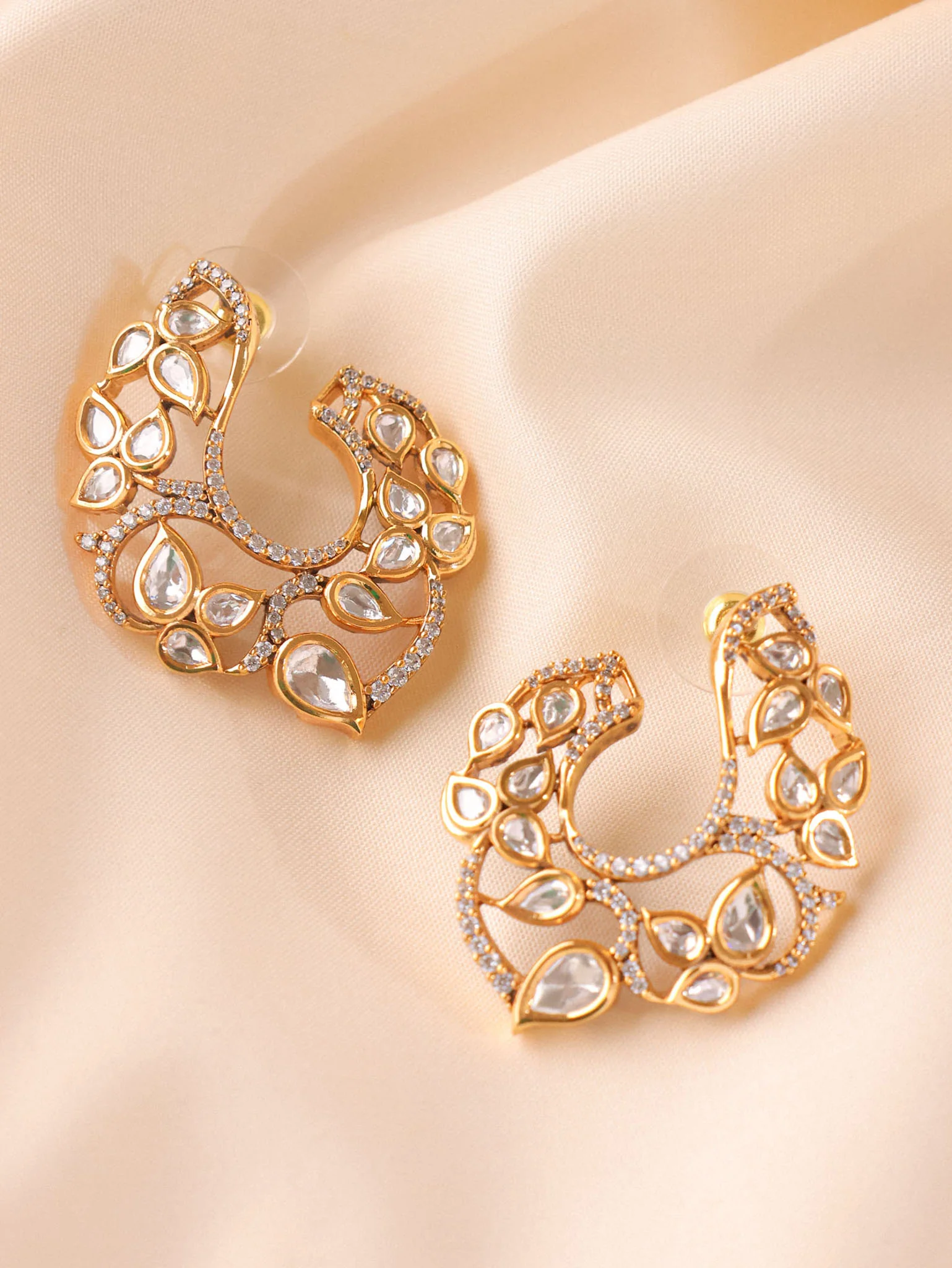 Alya Polki Crescent Earrings