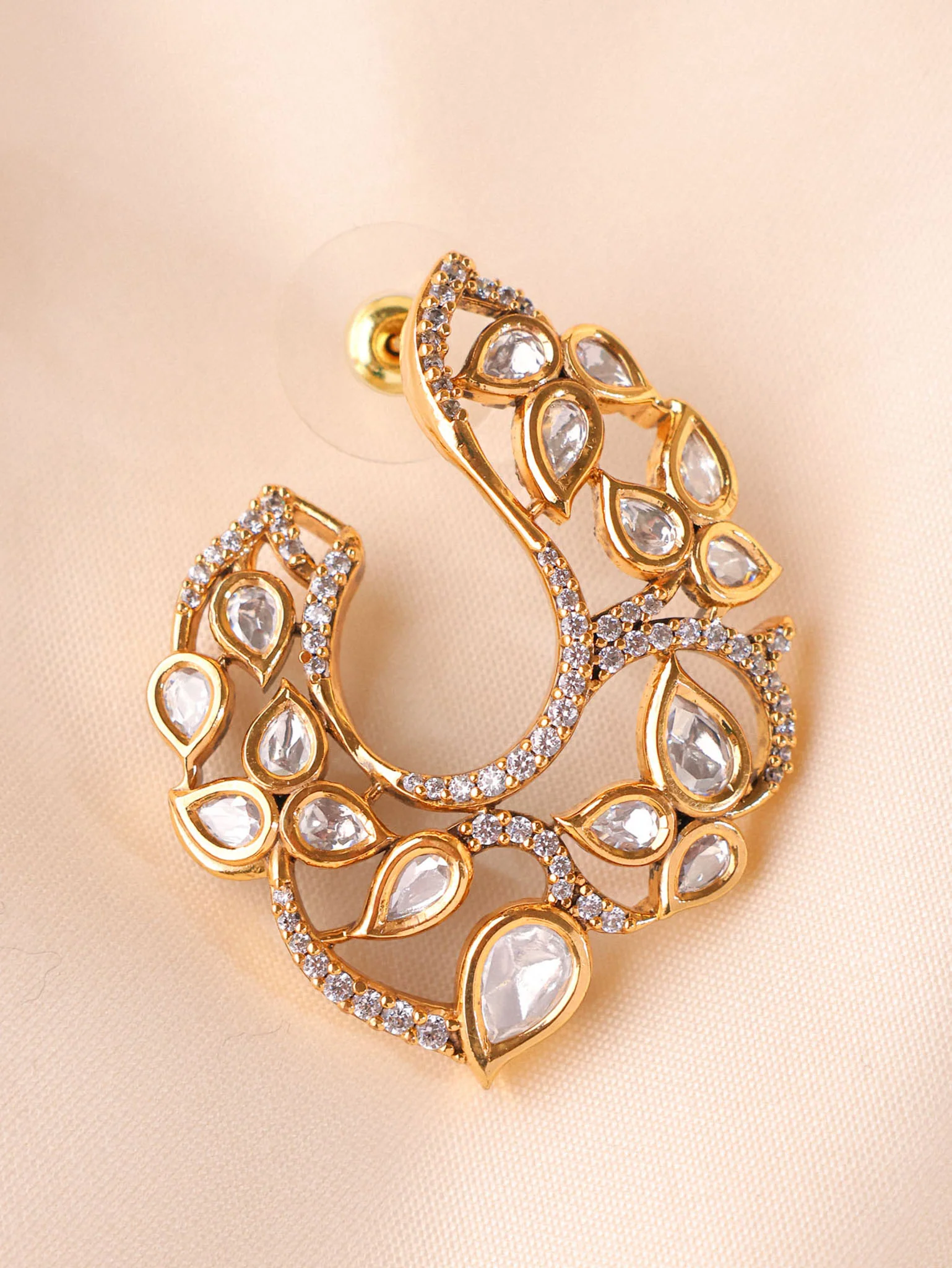 Alya Polki Crescent Earrings - Image 2