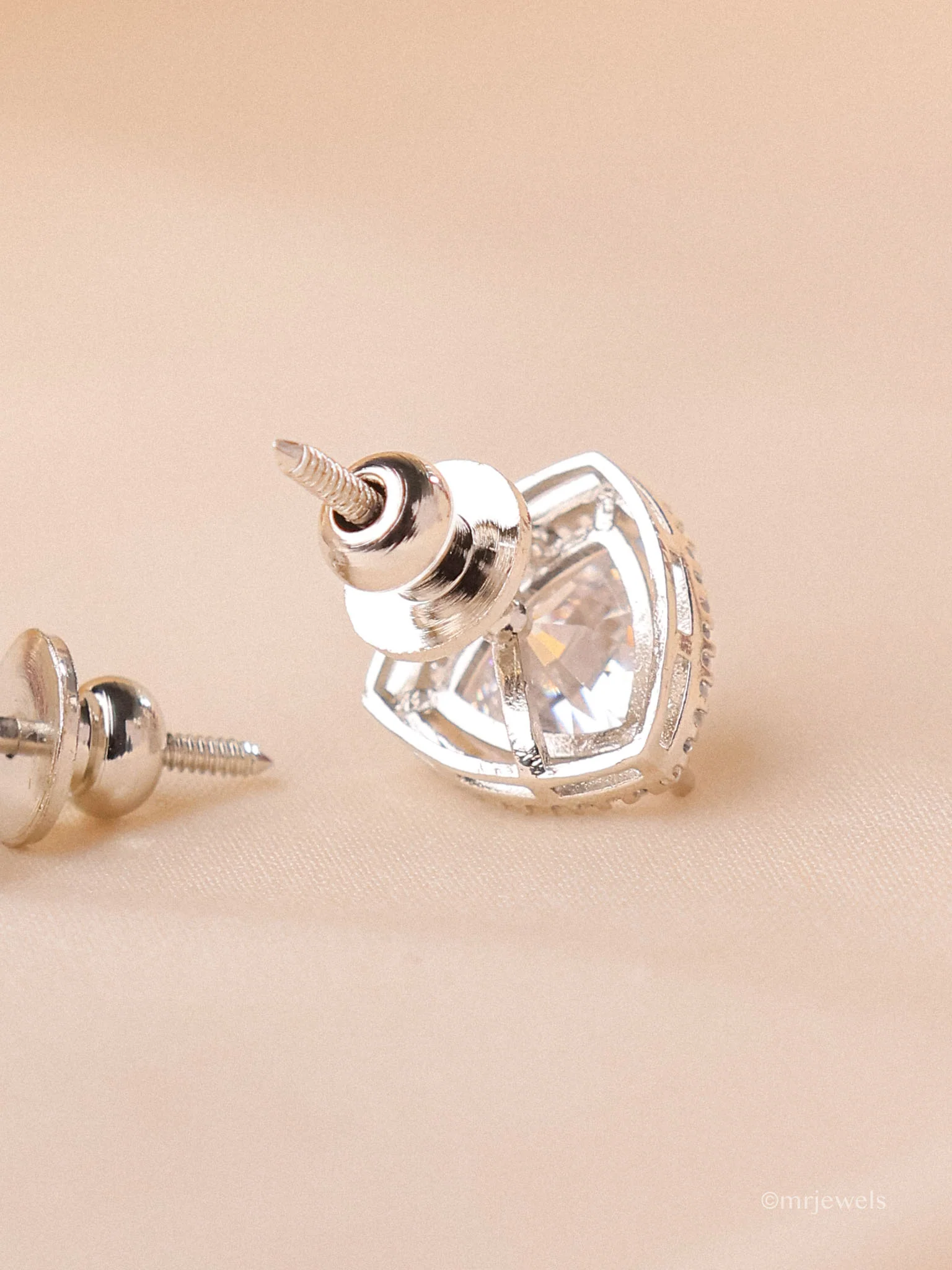 Amayra American Diamond Stud screw back Earrings - Image 3