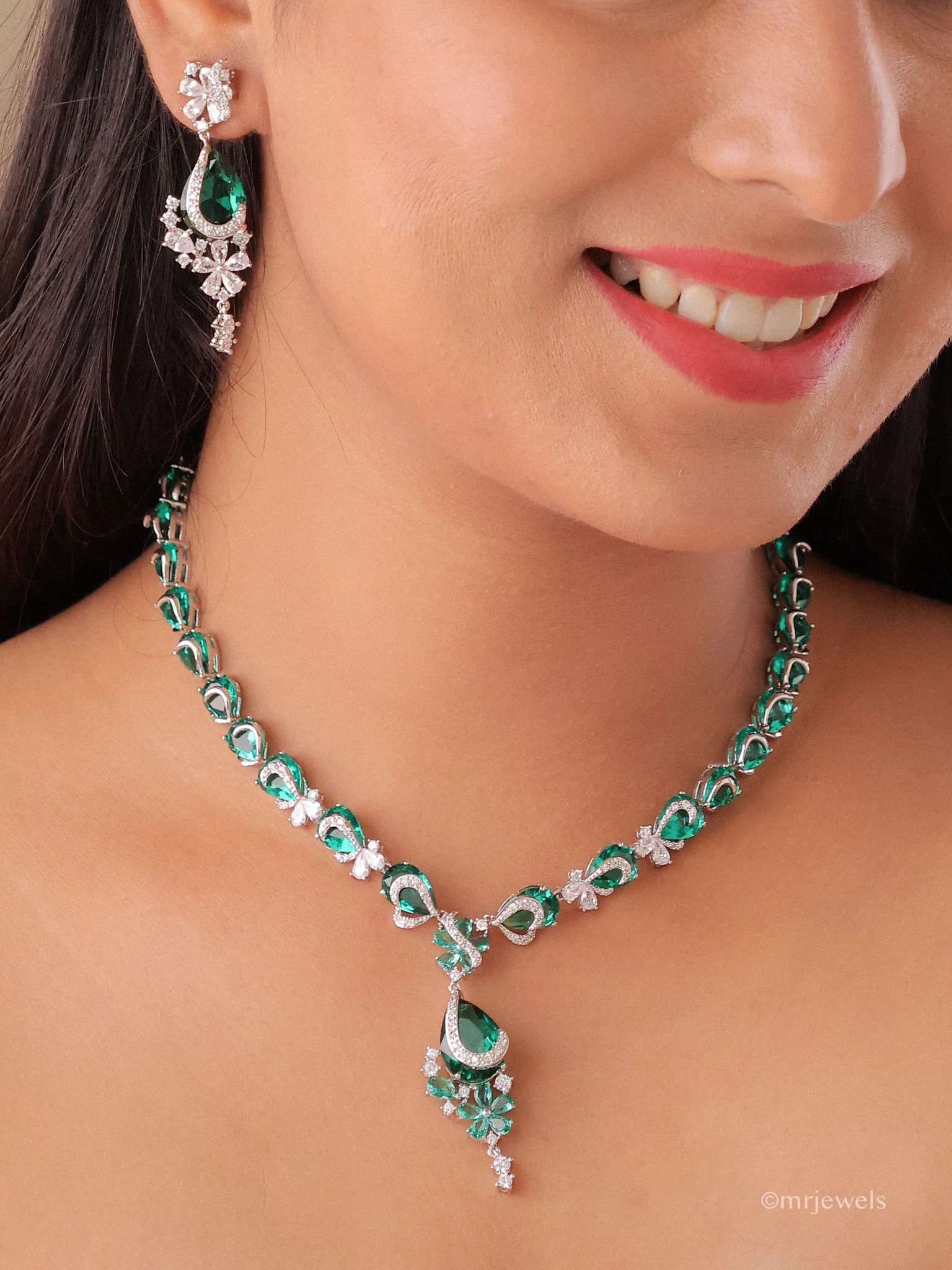 Amayra Drop American Diamond Necklace Set