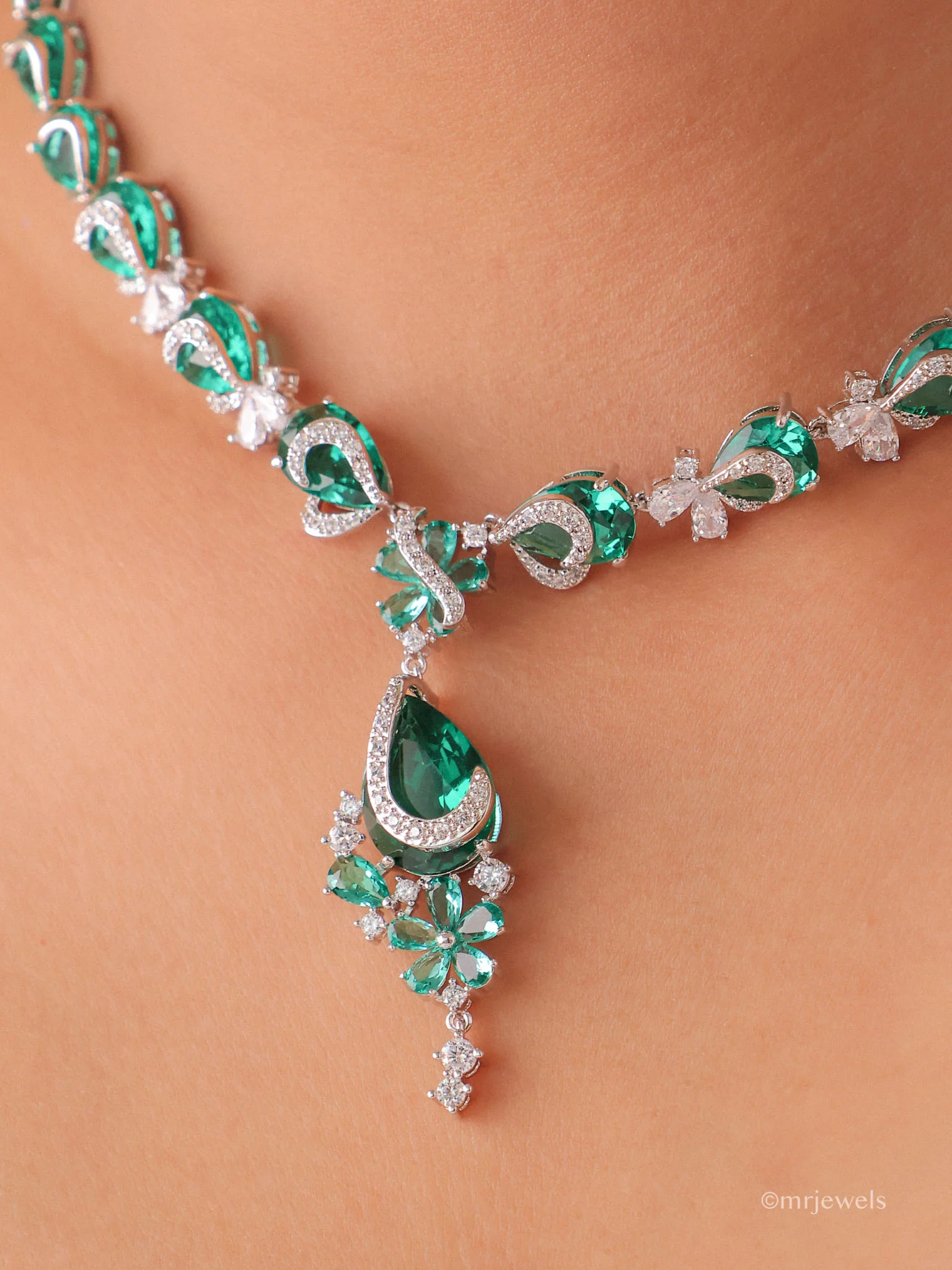 Amayra Drop American Diamond Necklace Set - Image 2