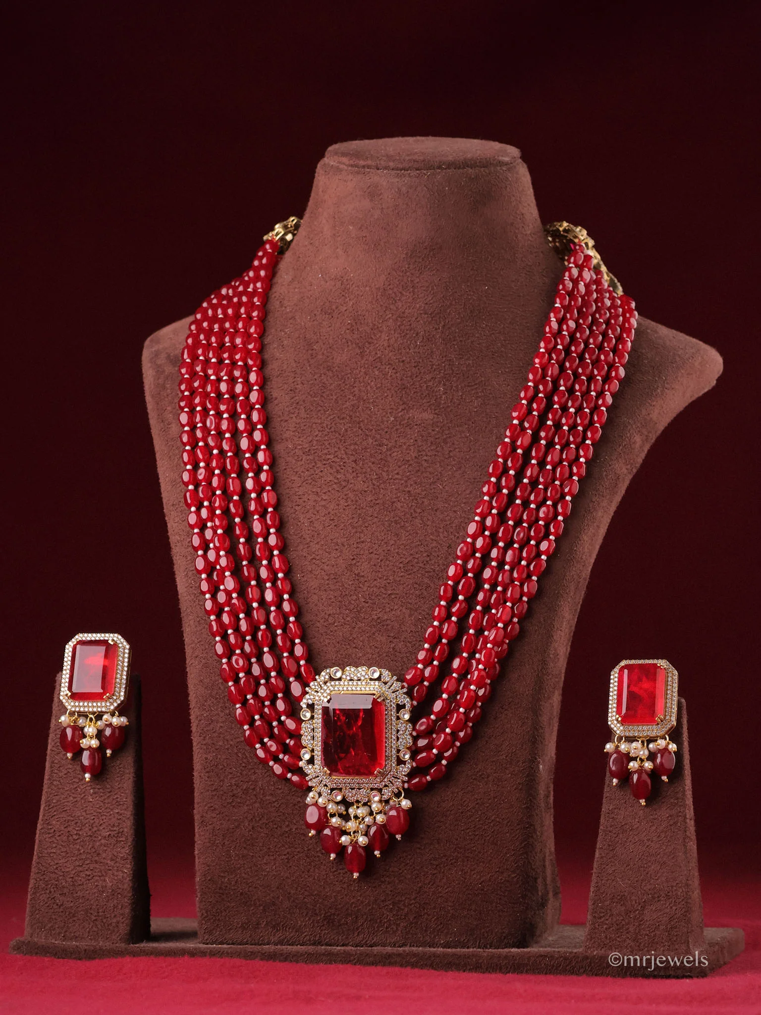 Amayra Kundan Pearl Drop Necklace Set