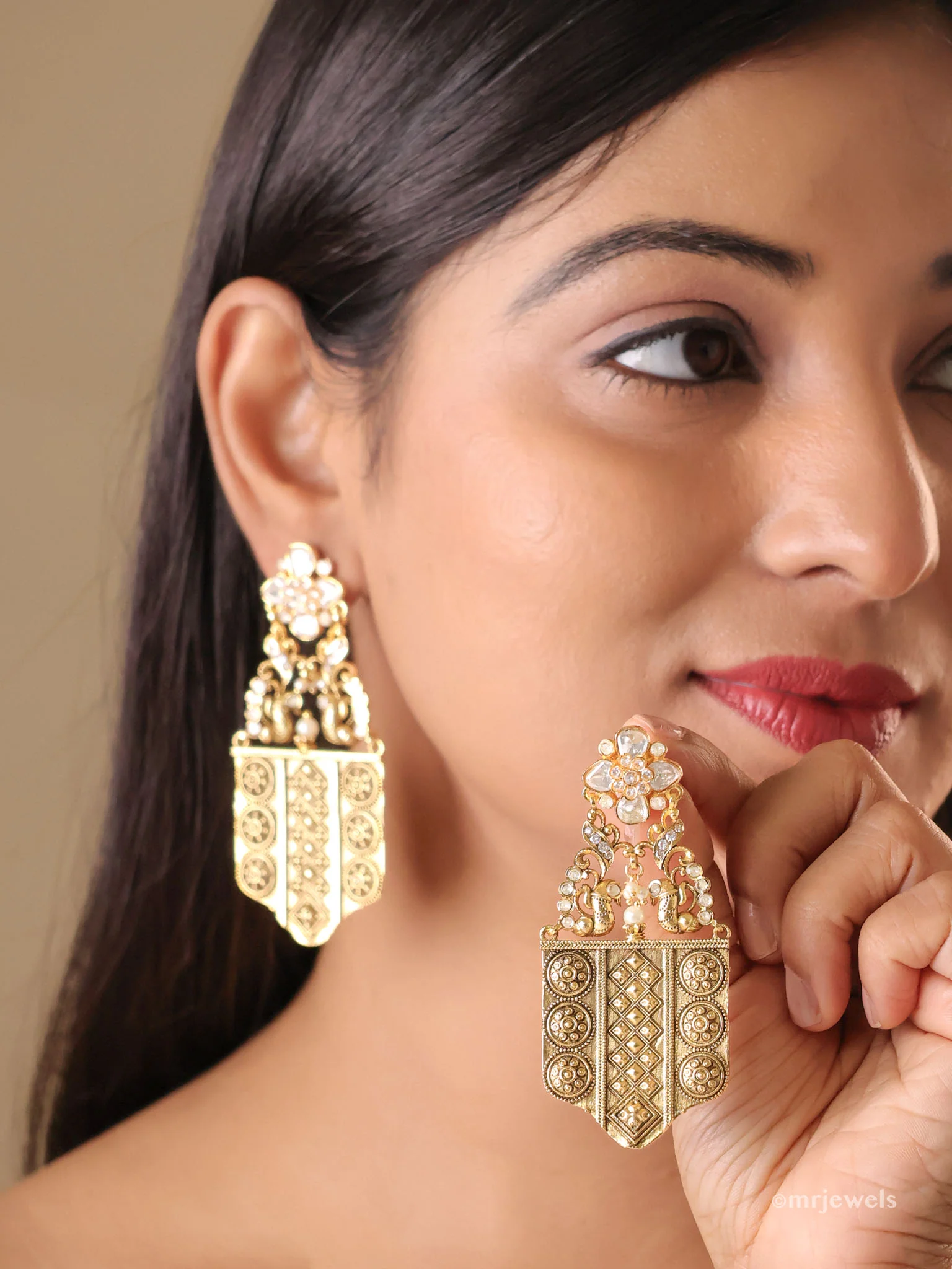 Amrapali-Inspired Raj-Mohar Shield Danglers