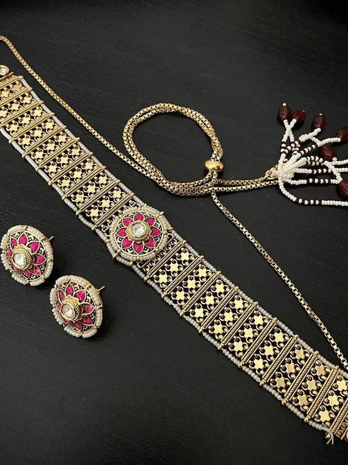 Antique Gold Chandanhaar Choker | Vilandi Band Choker - Image 4
