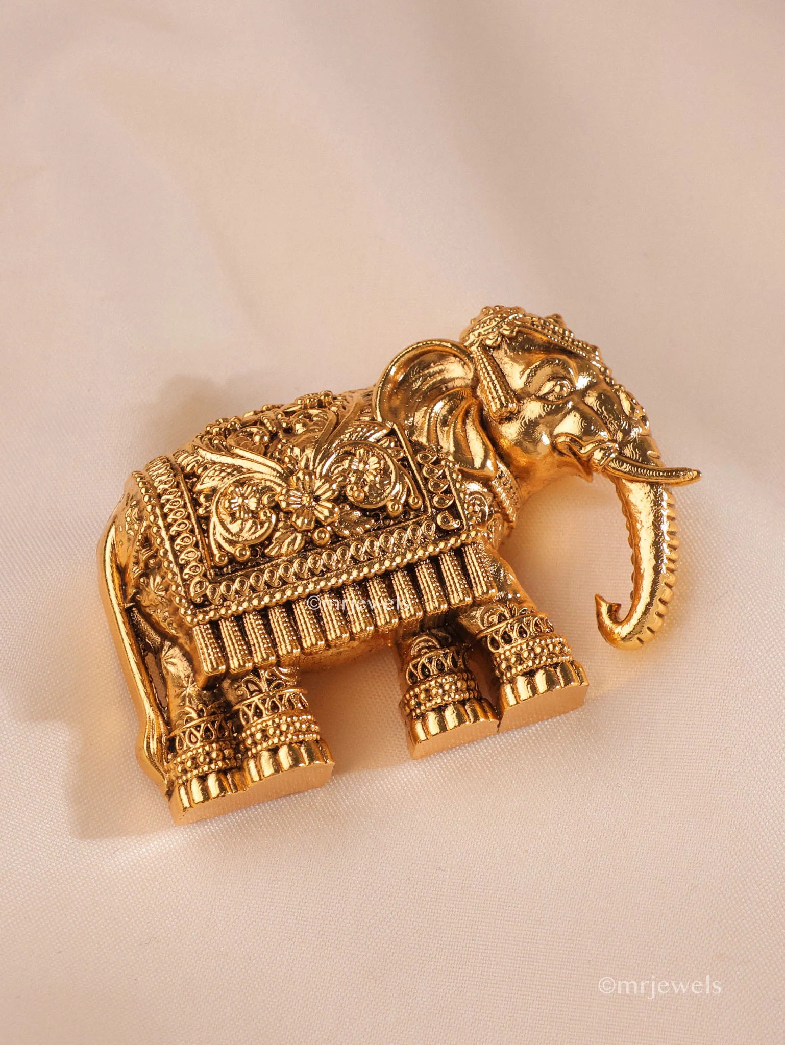 Antique Gold Temple Elephant Brooch