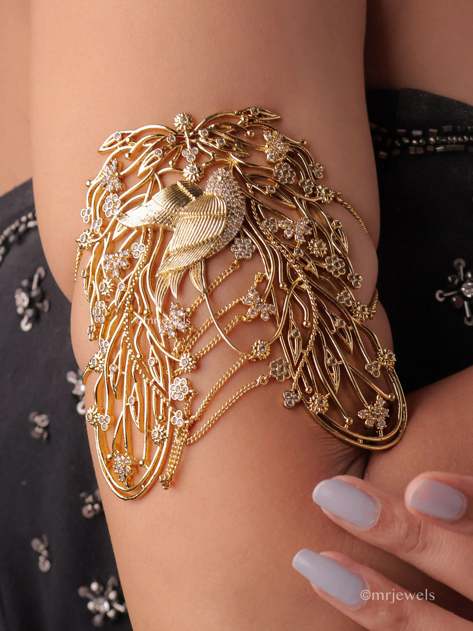 Antique Peacock American Diamond Armlet