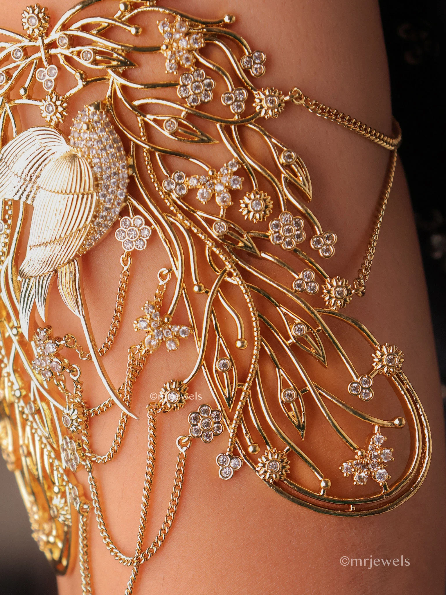 Antique Peacock American Diamond Armlet - Image 2