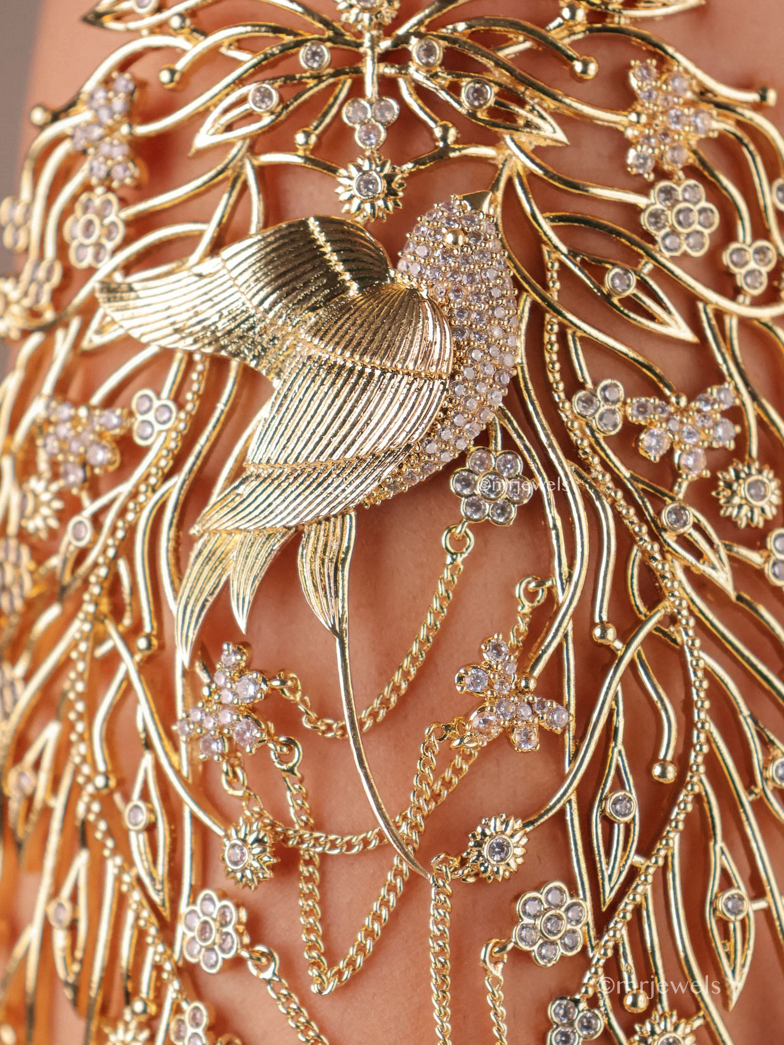 Antique Peacock American Diamond Armlet - Image 3