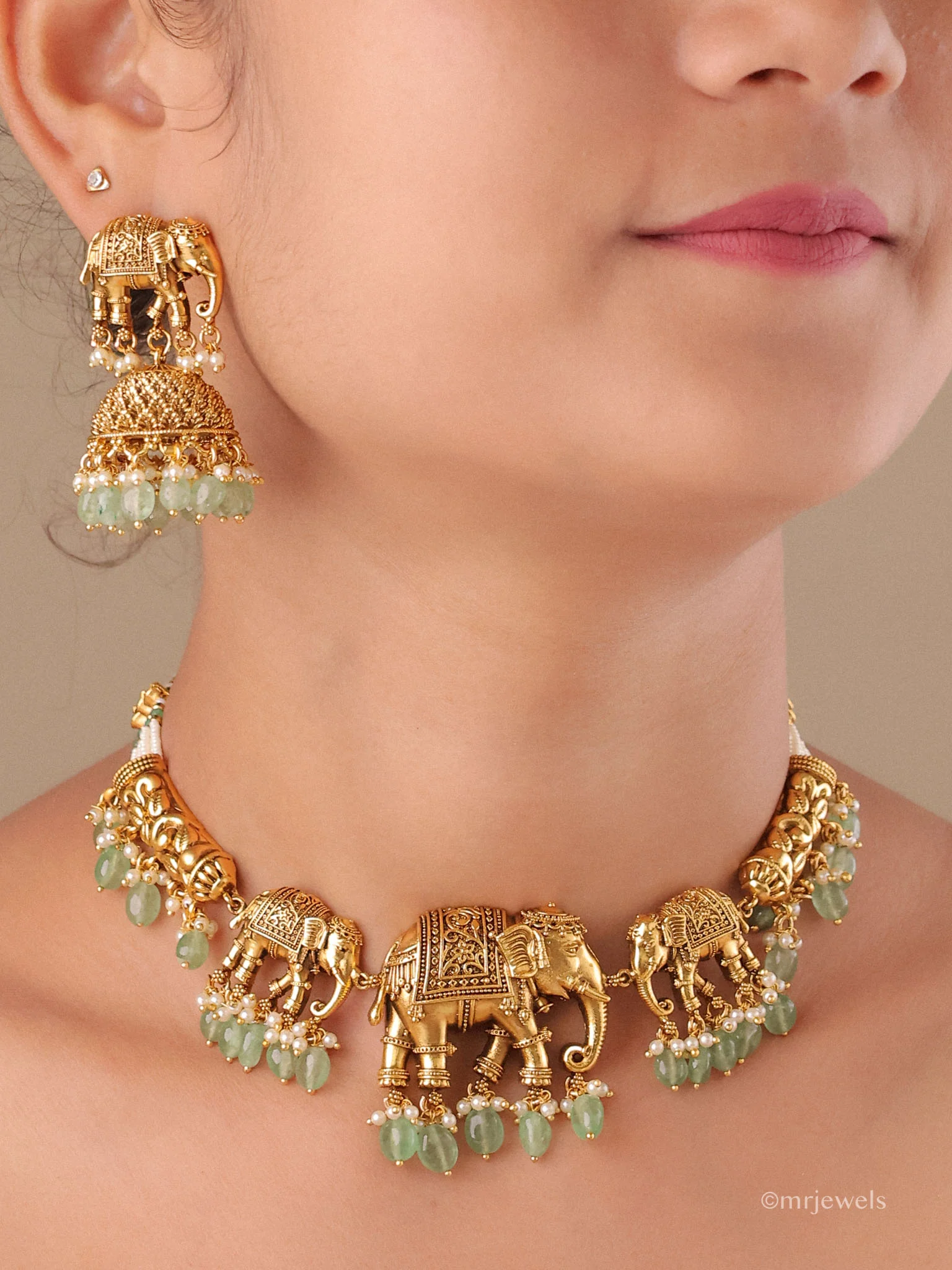 Antique Temple Elephant Collar Necklace
