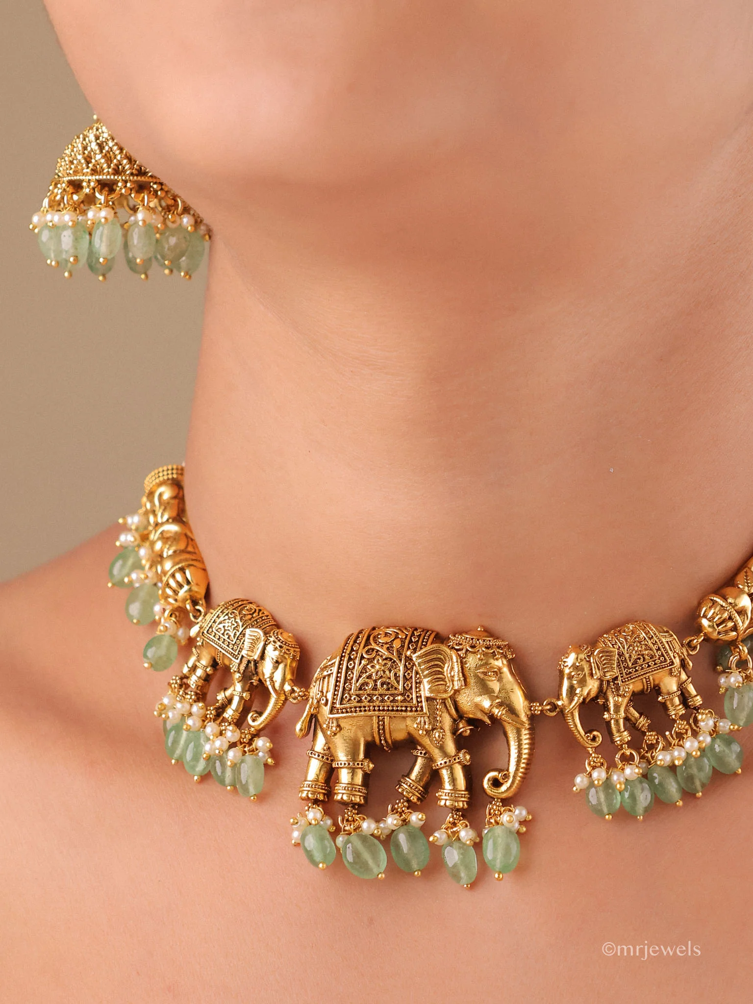 Antique Temple Elephant Collar Necklace - Image 2