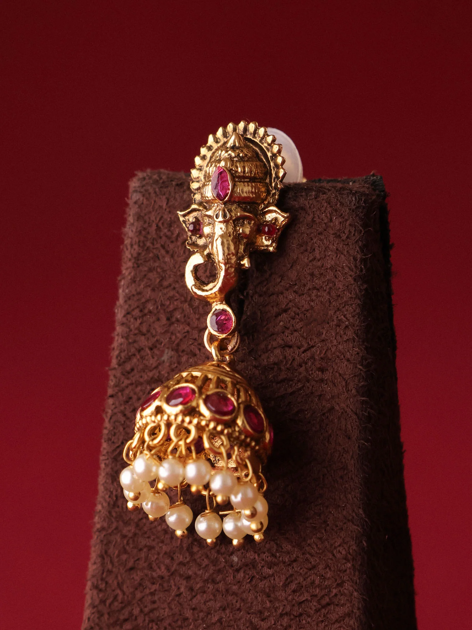 Antique Temple Ganesh Pearl Pendant Set - Image 3