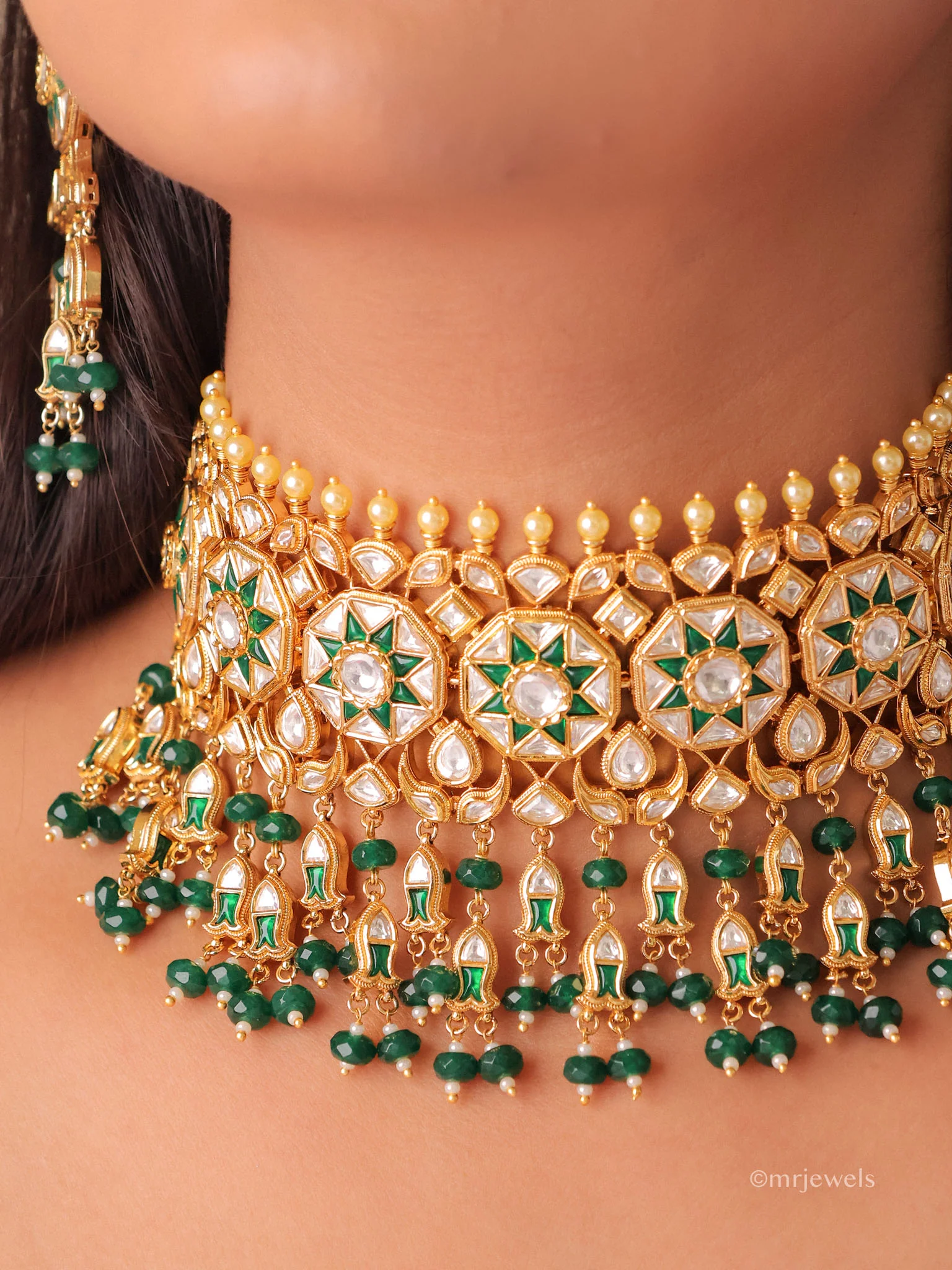 Anvika Kundan Pearl Drop Choker Set - Image 2