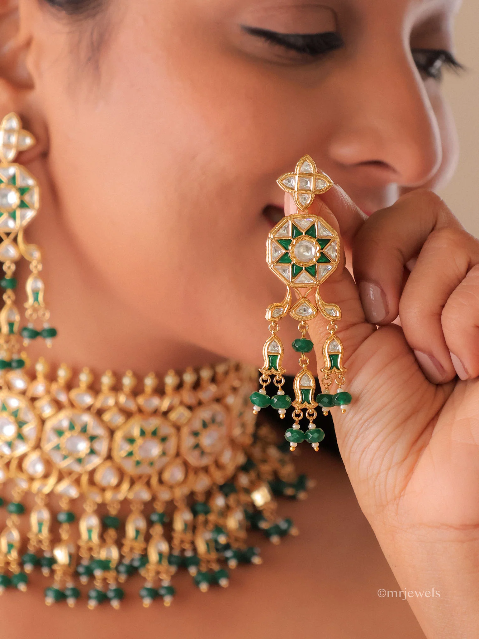 Anvika Kundan Pearl Drop Choker Set - Image 3