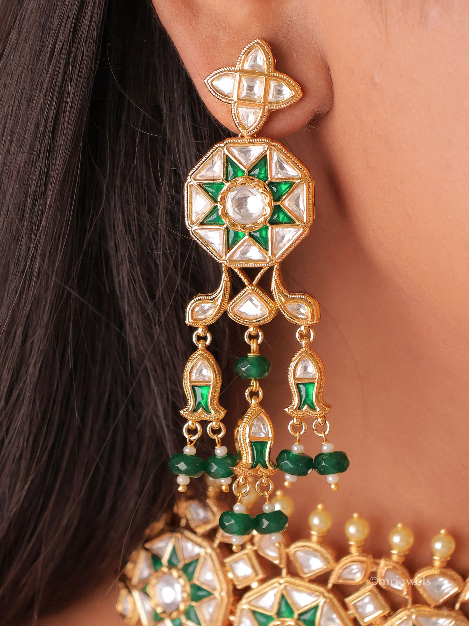 Anvika Kundan Pearl Drop Choker Set - Image 4