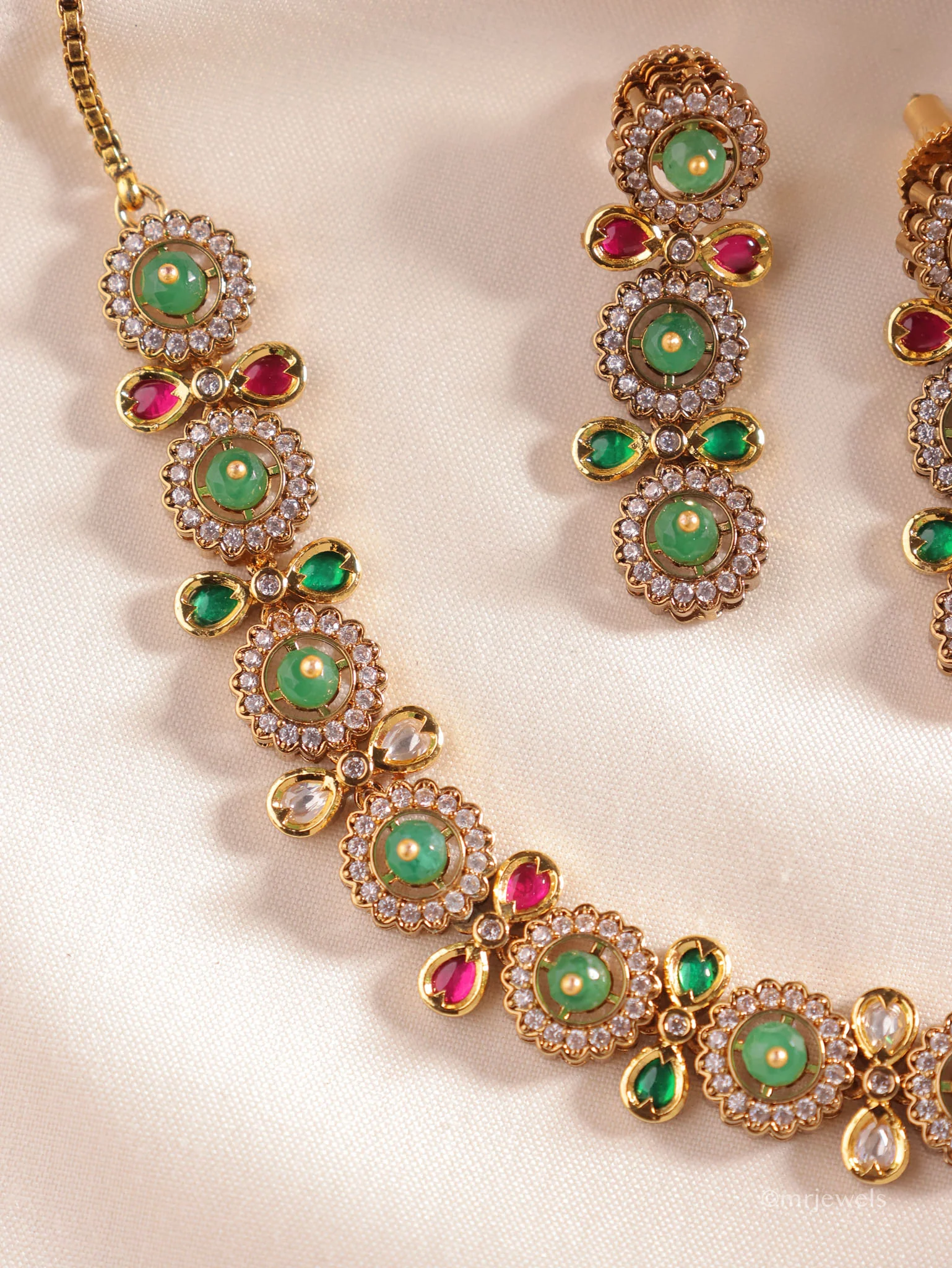 Arinya Floral Kundan Necklace Set - Image 2