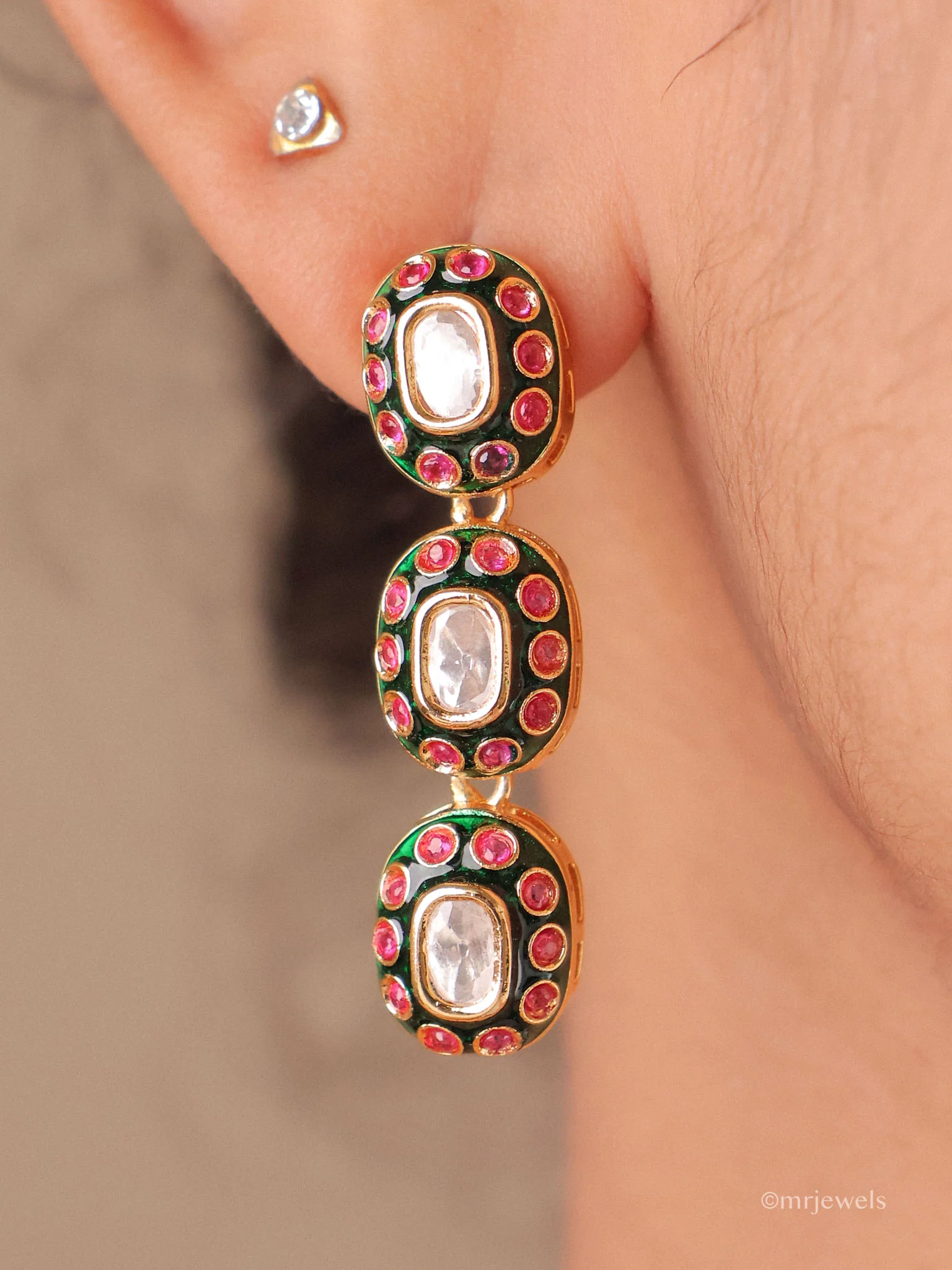 Arinya Polki Meenakari Necklace Set - Image 3